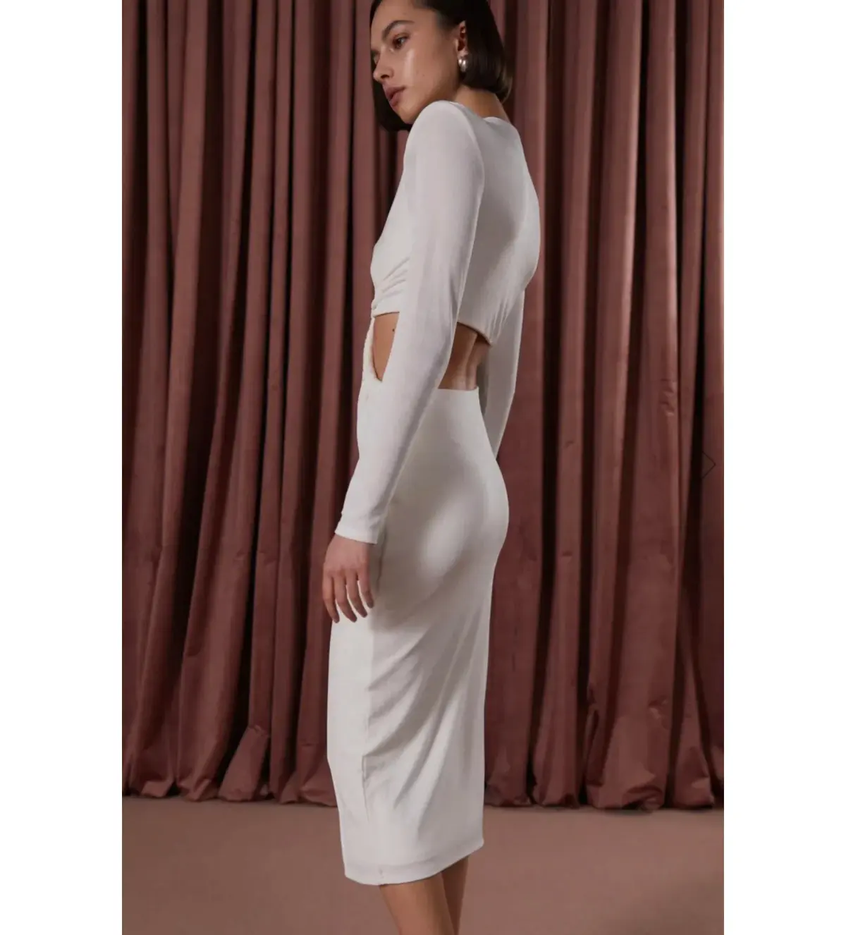 MISHA Scarlette Slinky Jersey Dress Ivory Size 8/S - Image 3