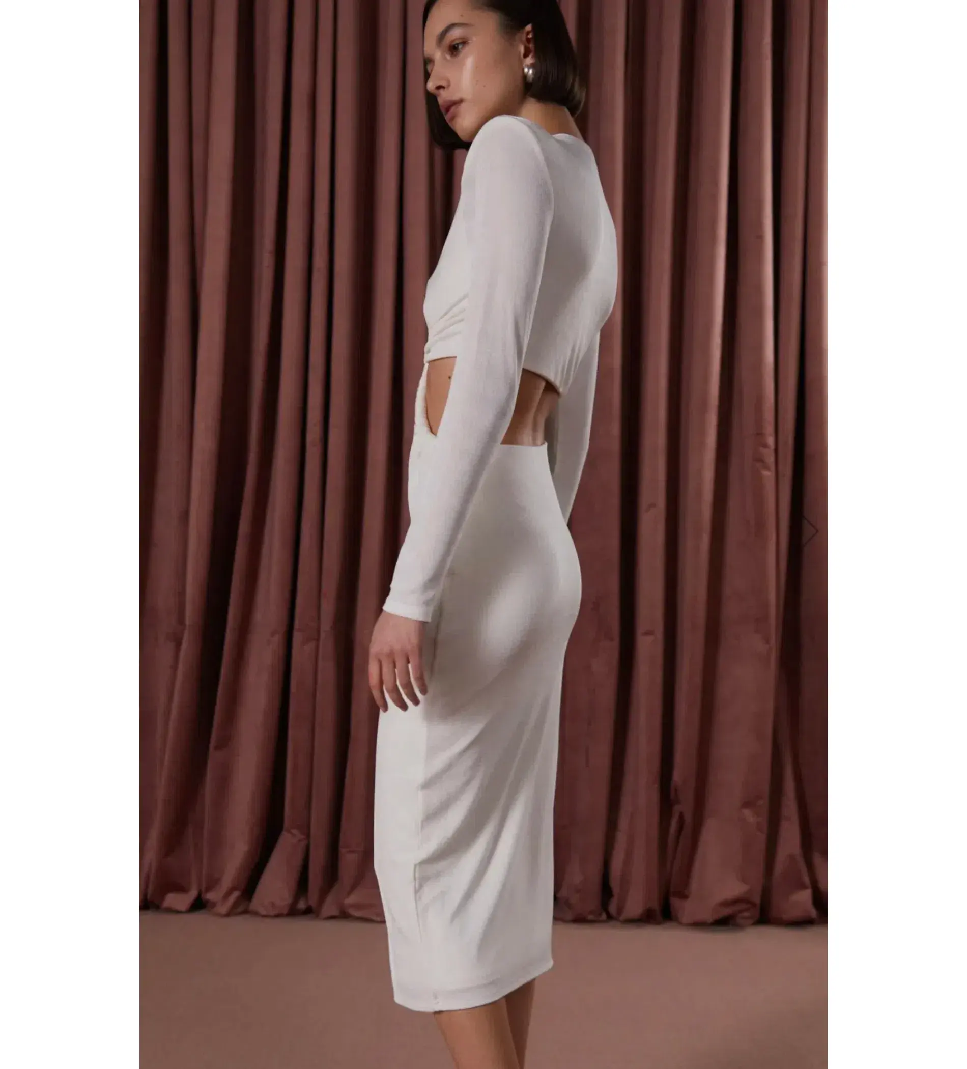MISHA Scarlette Slinky Jersey Dress Ivory Size 8/S - Image 3