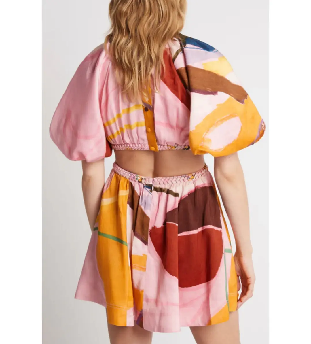 Aje Capucine Puff Sleeve Mini Dress Multi Size AU 12 for rent on The Volte - main image