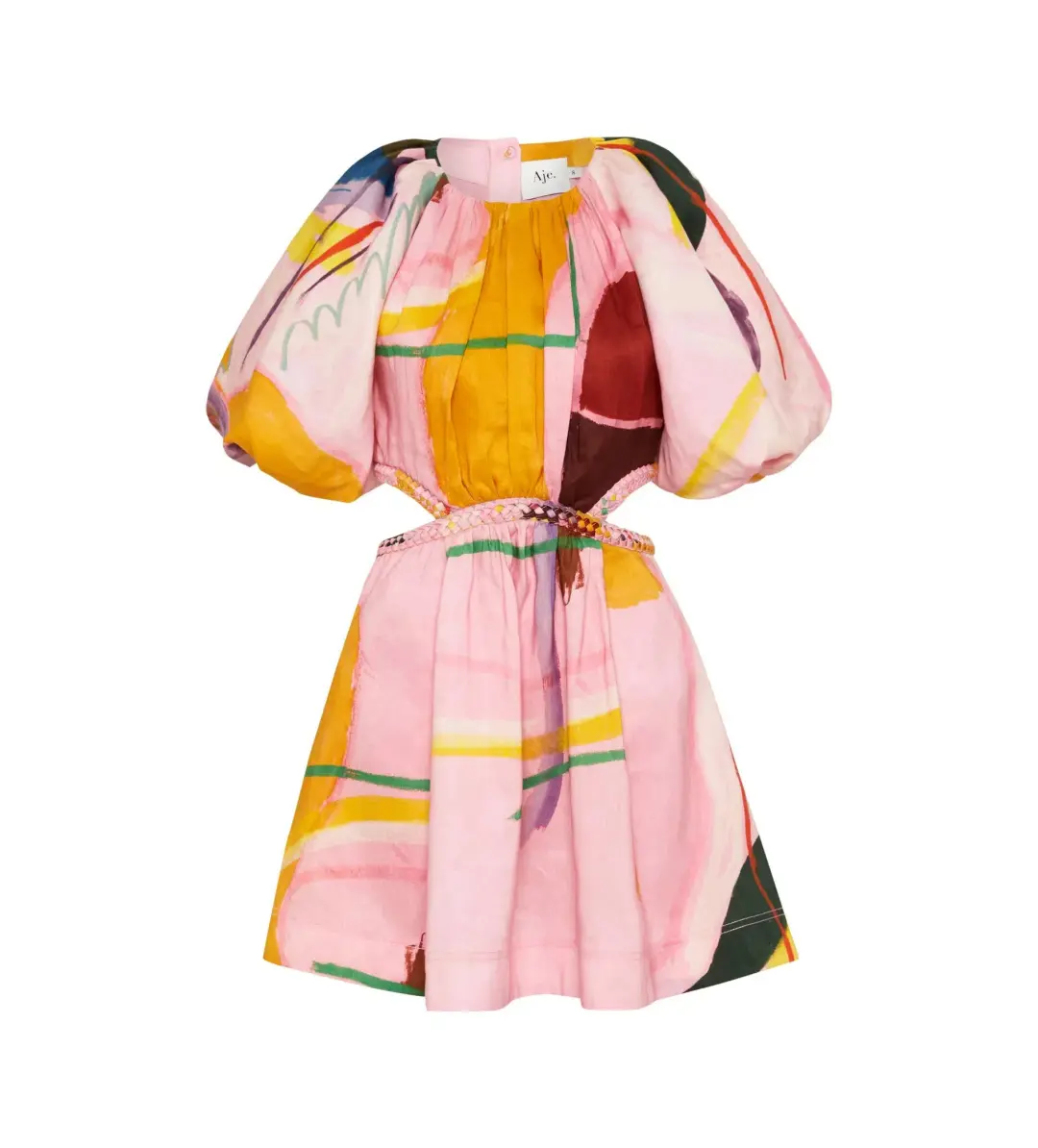 Aje Capucine Puff Sleeve Mini Dress Multi Size AU 12 for rent on The Volte - main image