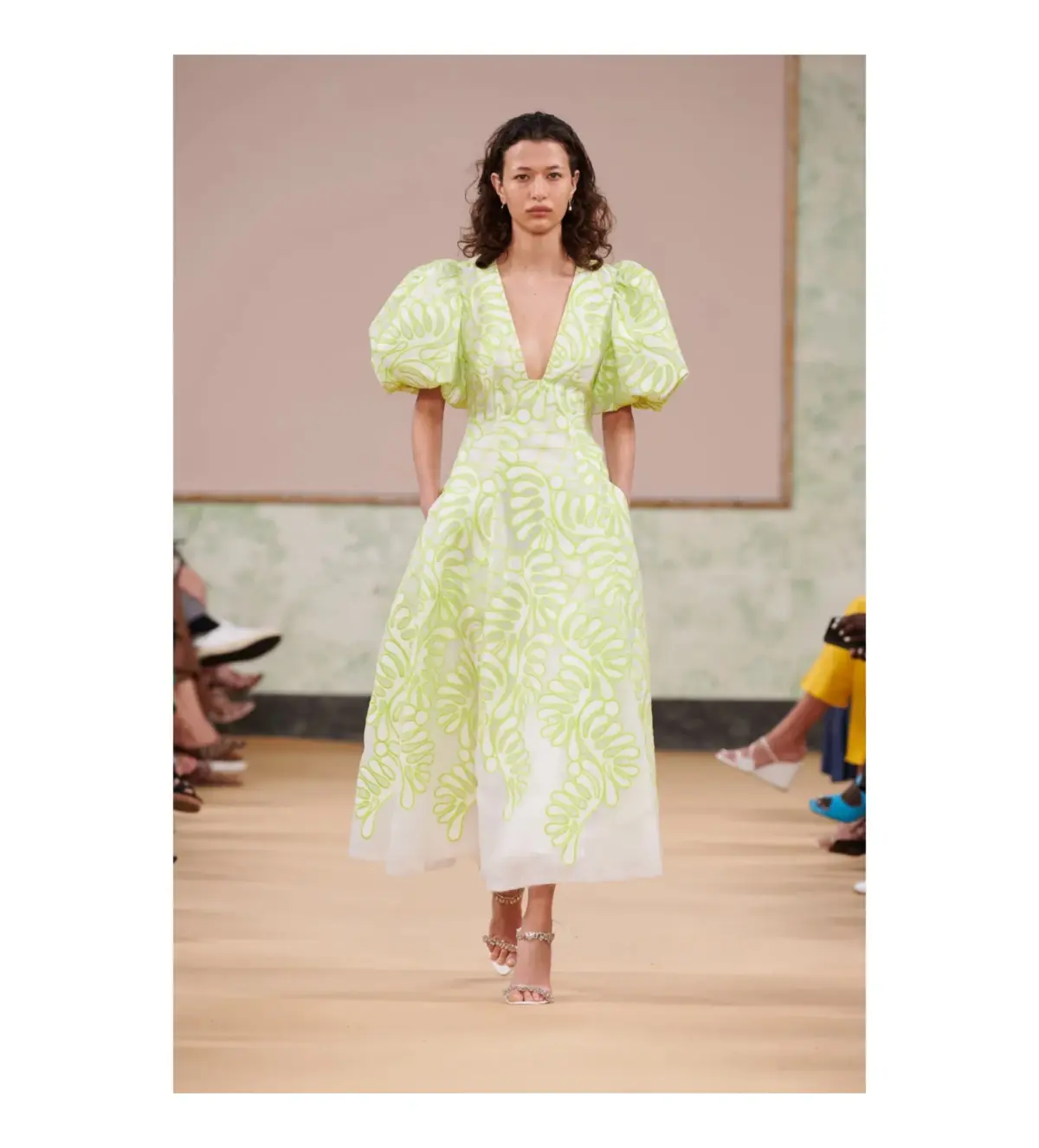 Aje Botanical Applique Midi Dress Ivory/Citrus Yellow Size M / AU 10 - Image 2