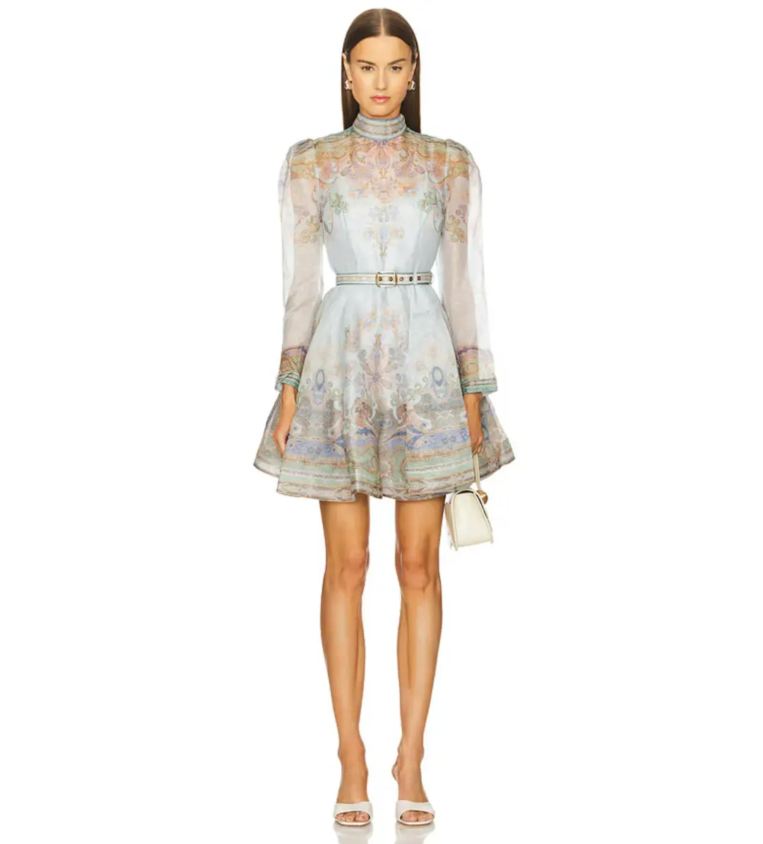 Zimmermann Eden Belted Mini Dress Blue Paisley Size 0 / AU 8 for rent on The Volte - main image