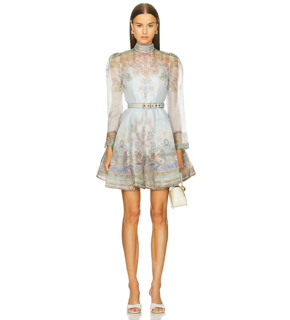 Zimmermann Eden Belted Mini Dress Blue Paisley Size 0 / AU 8 - Image 1