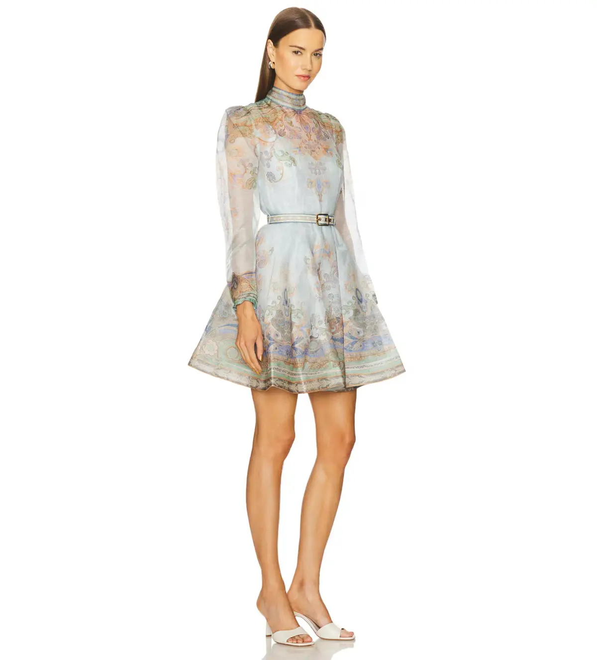 Zimmermann Eden Belted Mini Dress Blue Paisley Size 0 / AU 8 - Image 2
