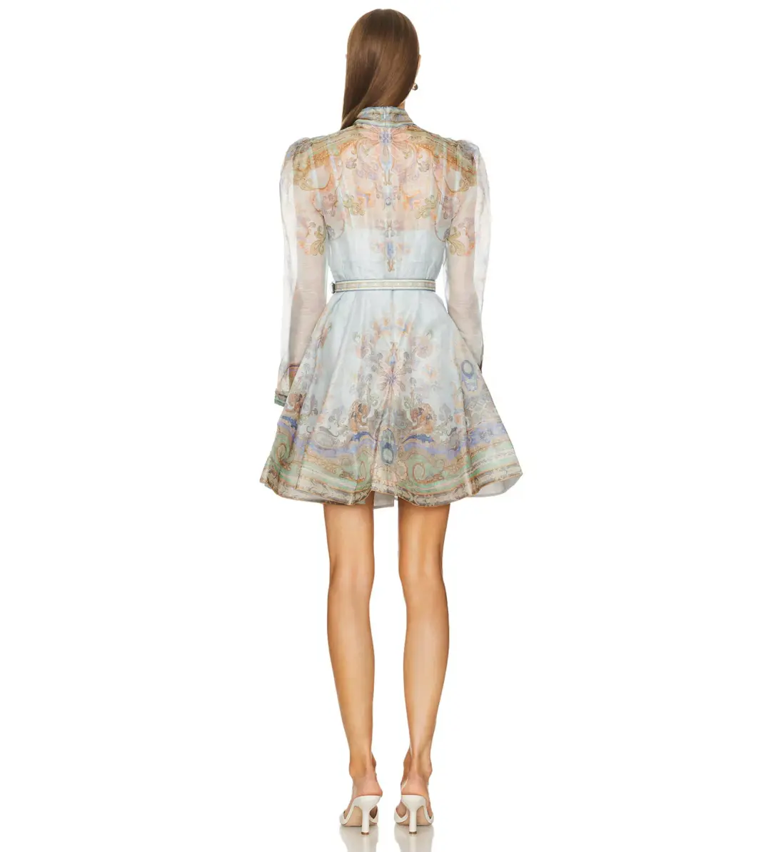 Zimmermann Eden Belted Mini Dress Blue Paisley Size 0 / AU 8 for rent on The Volte - main image