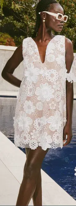 Elliatt Autumn Shift Mini Dress in White Size 10 for rent on The Volte - main image