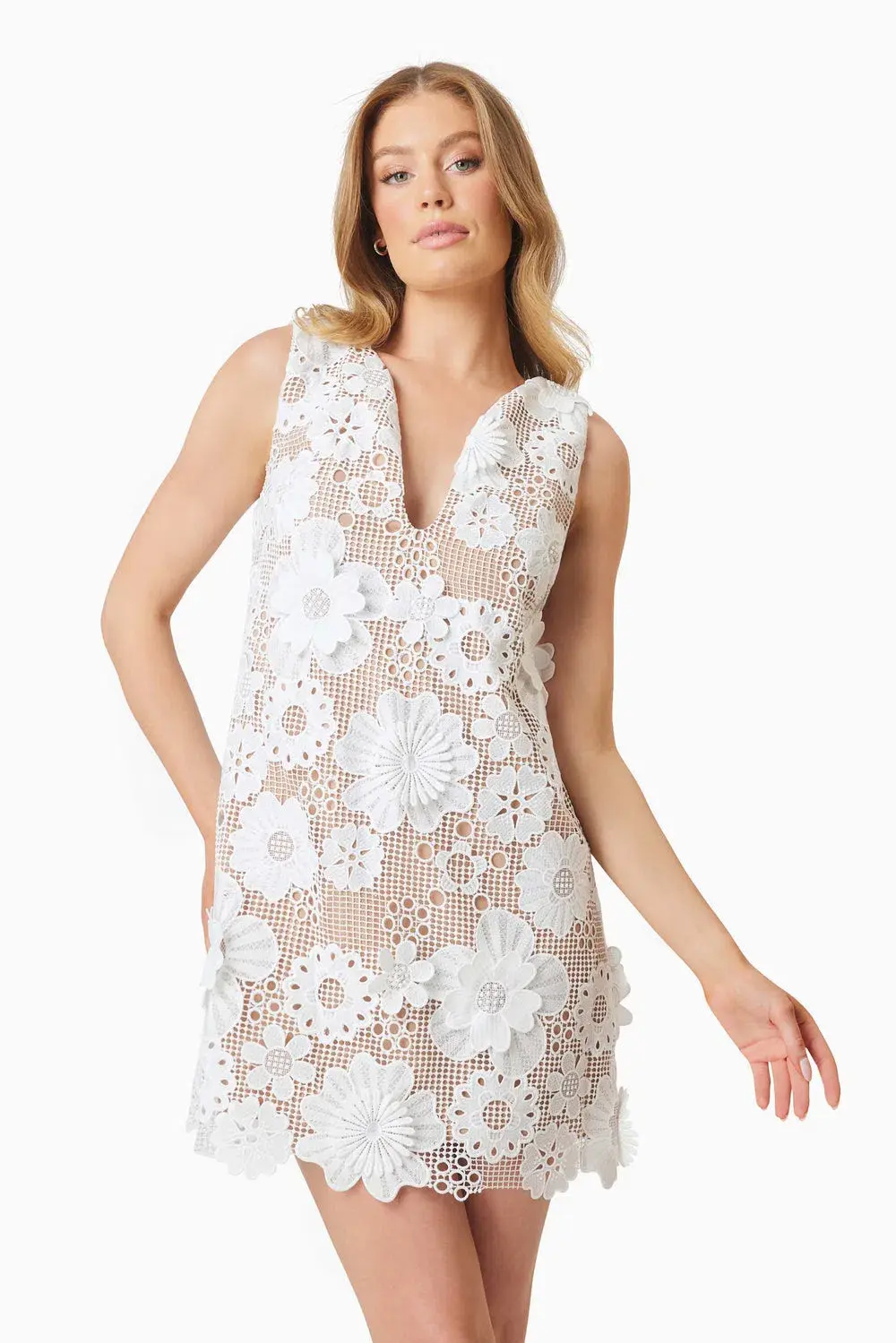 Elliatt Autumn Shift Mini Dress in White Size 10 for rent on The Volte - main image