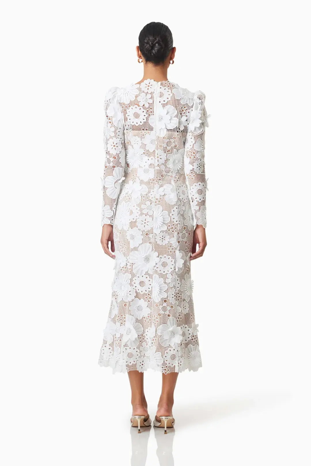Elliatt Autumn Long Sleeve Midi Dress in White Size 10 for rent on The Volte - main image
