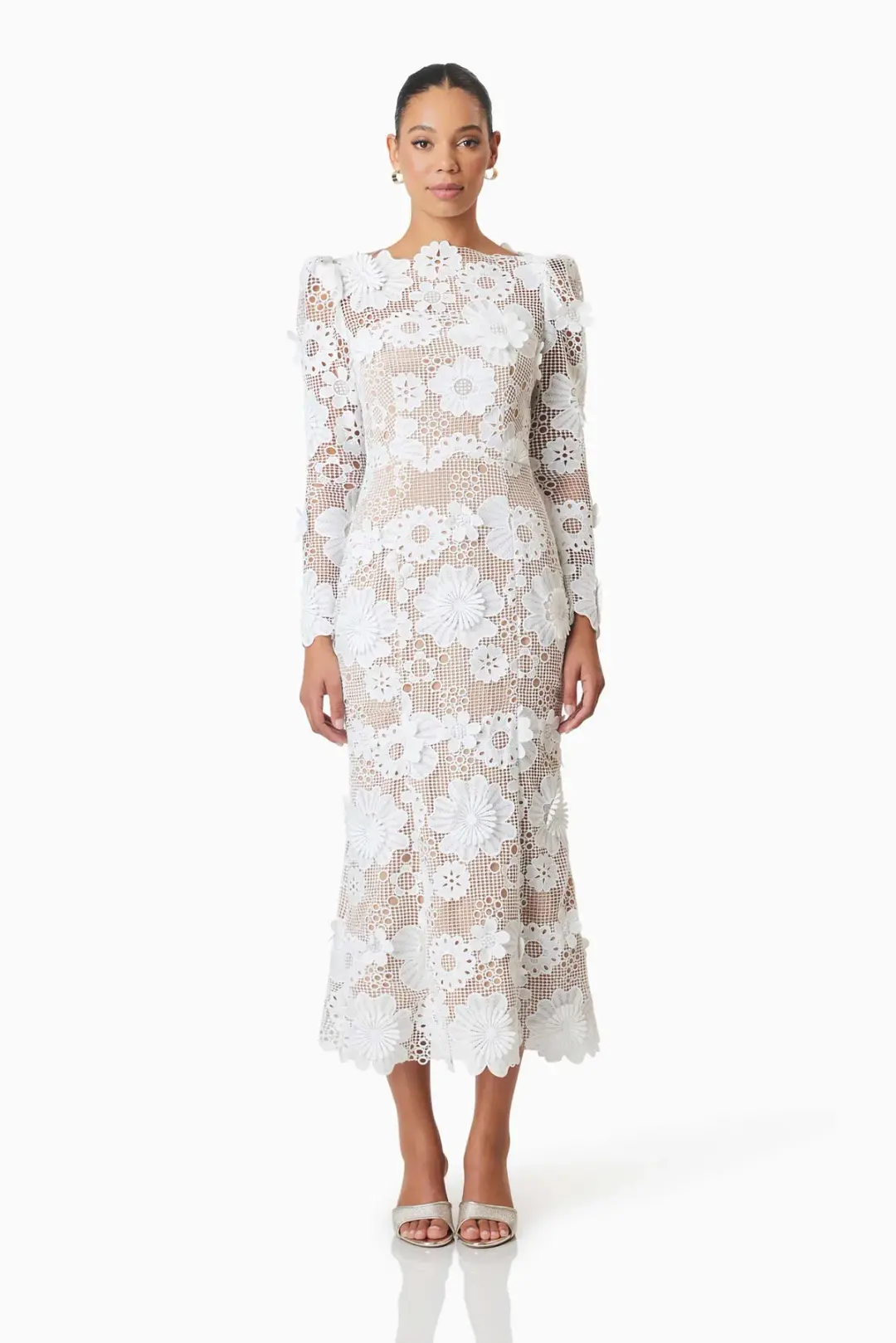 Elliatt Autumn Long Sleeve Midi Dress in White Size 10 for rent on The Volte - main image