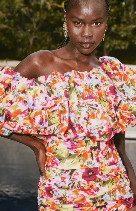 Elliatt Elira Printed Mini Dress in Floral Multi Size 10 for rent on The Volte - main image