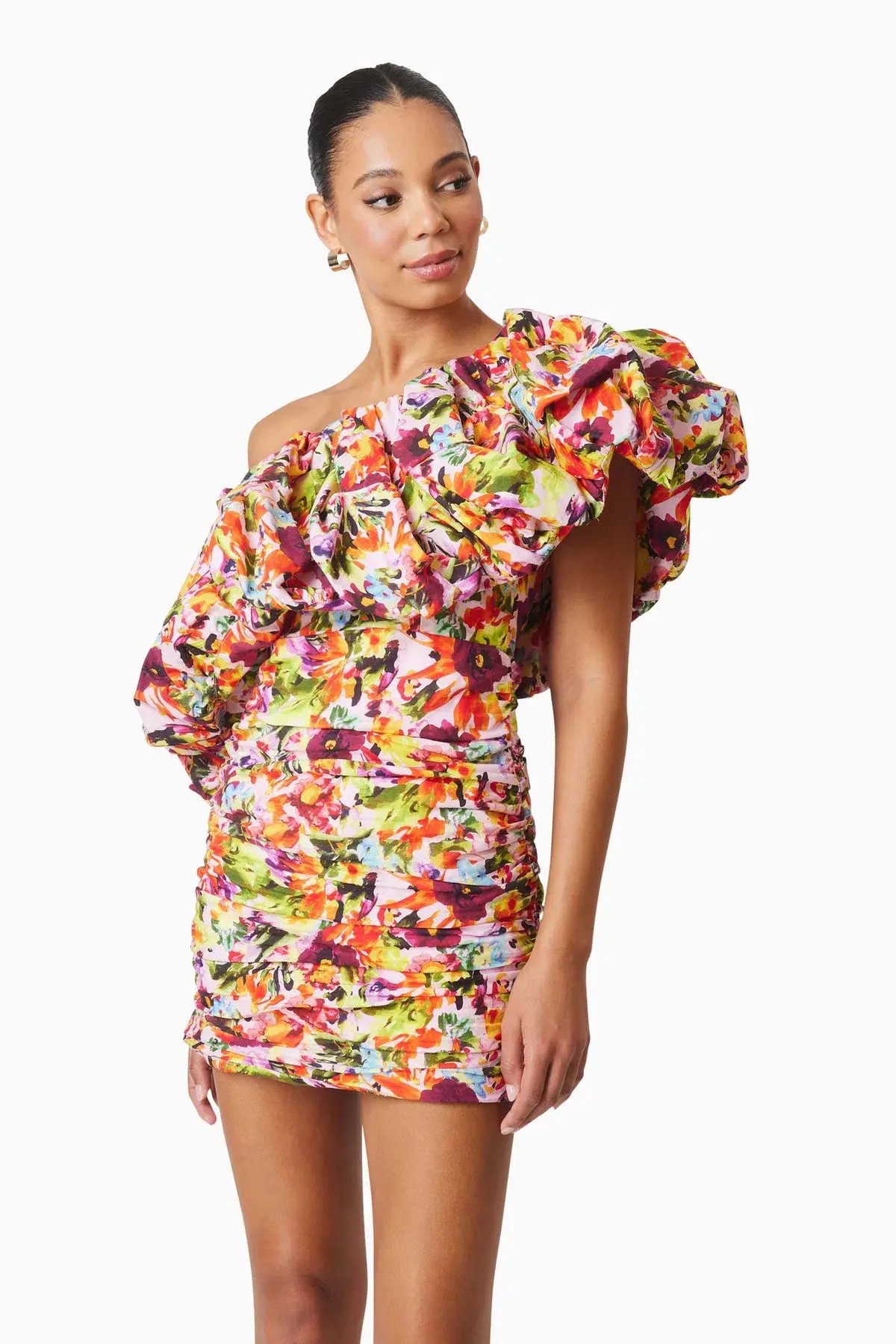 Elliatt Elira Printed Mini Dress in Floral Multi Size 10 - Image 4