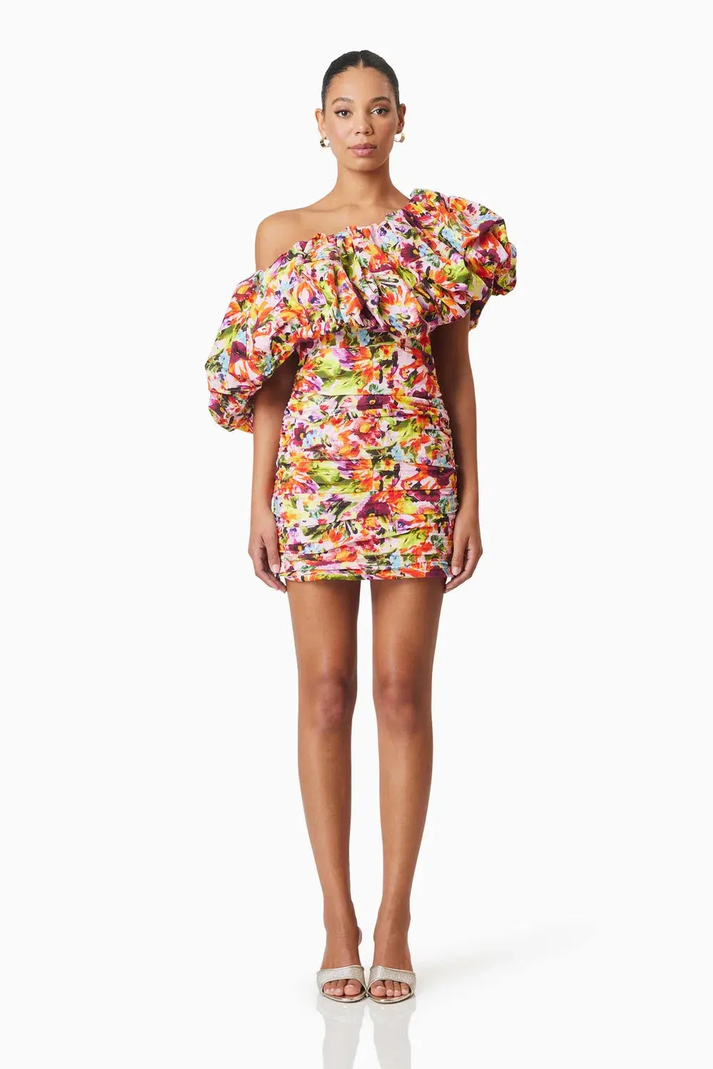 Elliatt Elira Printed Mini Dress in Floral Multi Size 10 for rent on The Volte - main image