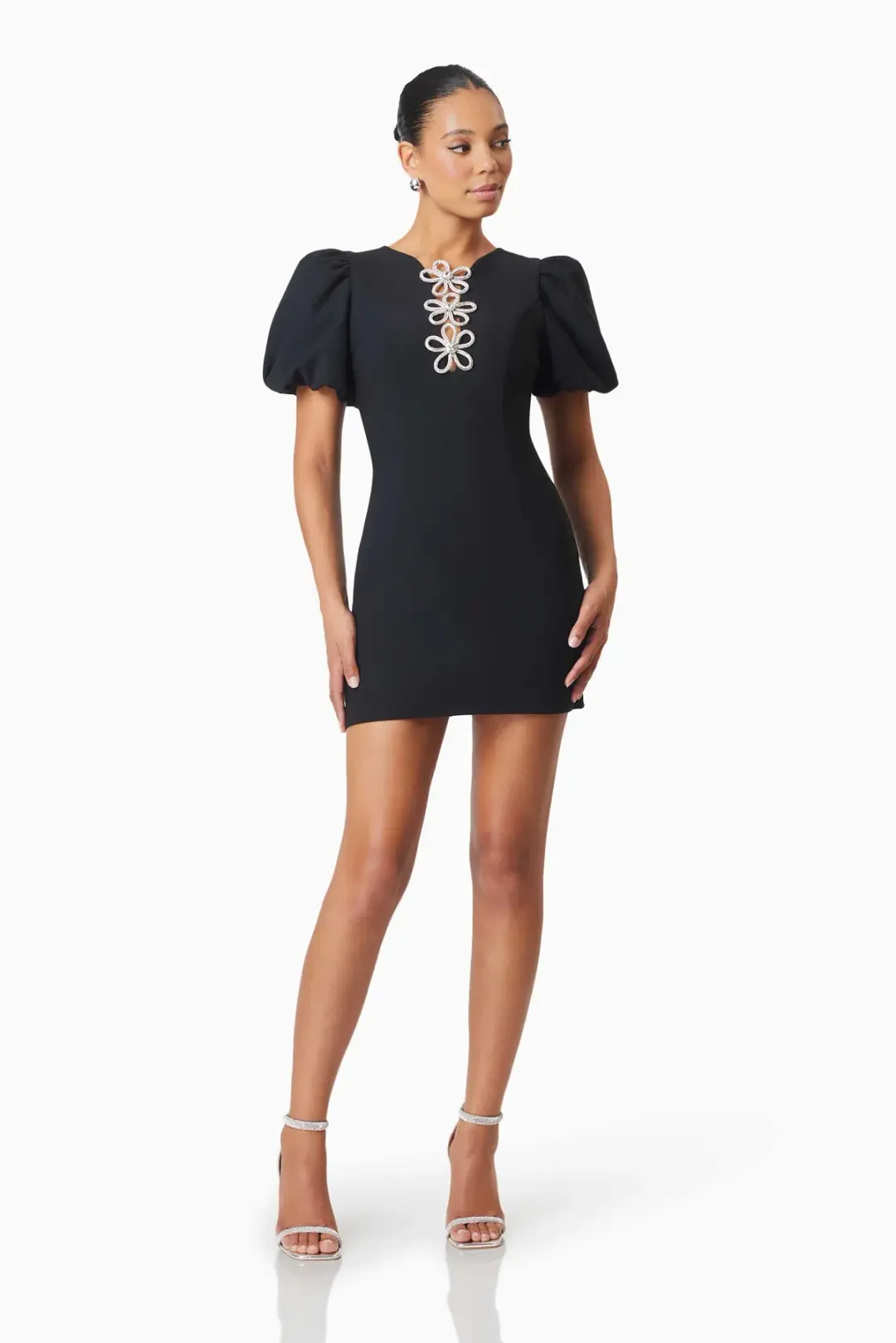 Elliatt Delia Diamante Mini Dress in Black Size 10 for rent on The Volte - main image