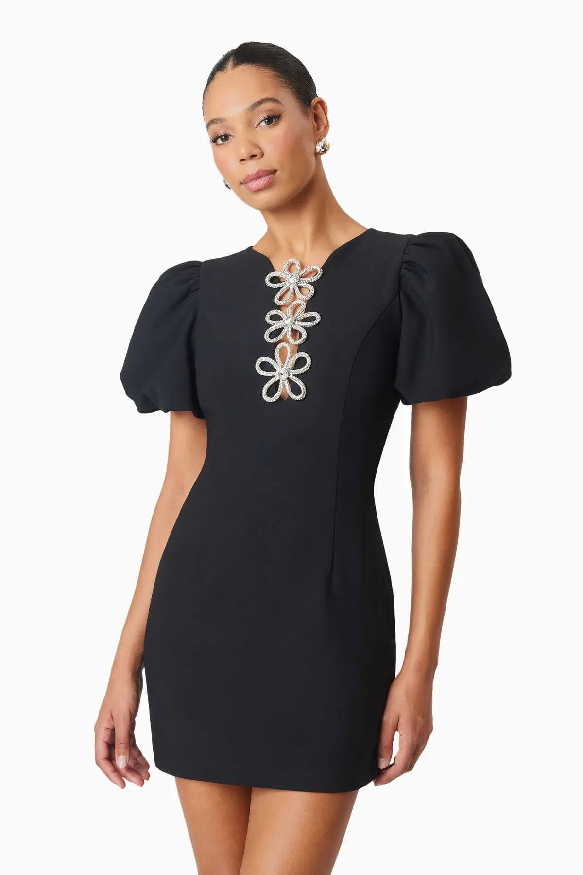 Elliatt Delia Diamante Mini Dress in Black Size 10 - Image 4