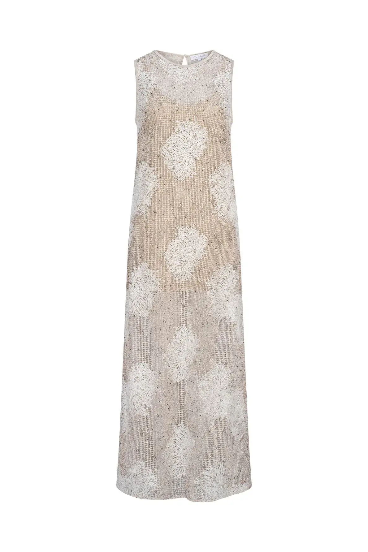 Curaae by Elliatt Samieka Crochet Midi Dress in Beige Size 10 - Image 6