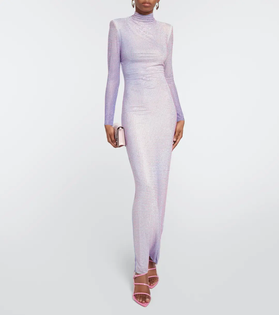 Self Portrait Crystal Embellished Maxi Dress Purple Size 8 for rent on The Volte - main image