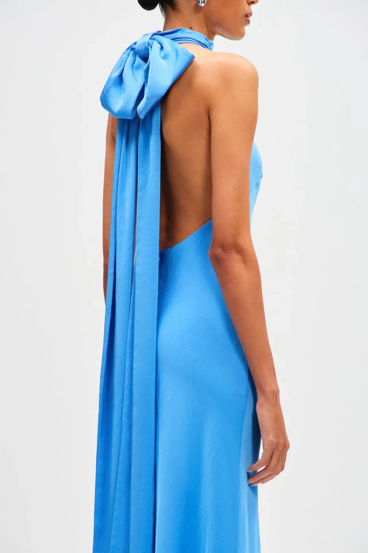 Misha The Evianna Satin Maxi Dress Lapis Blue Size 12 - Image 6