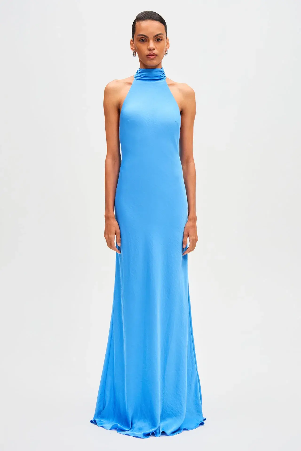 Misha The Evianna Satin Maxi Dress Lapis Blue Size 12 - Image 3