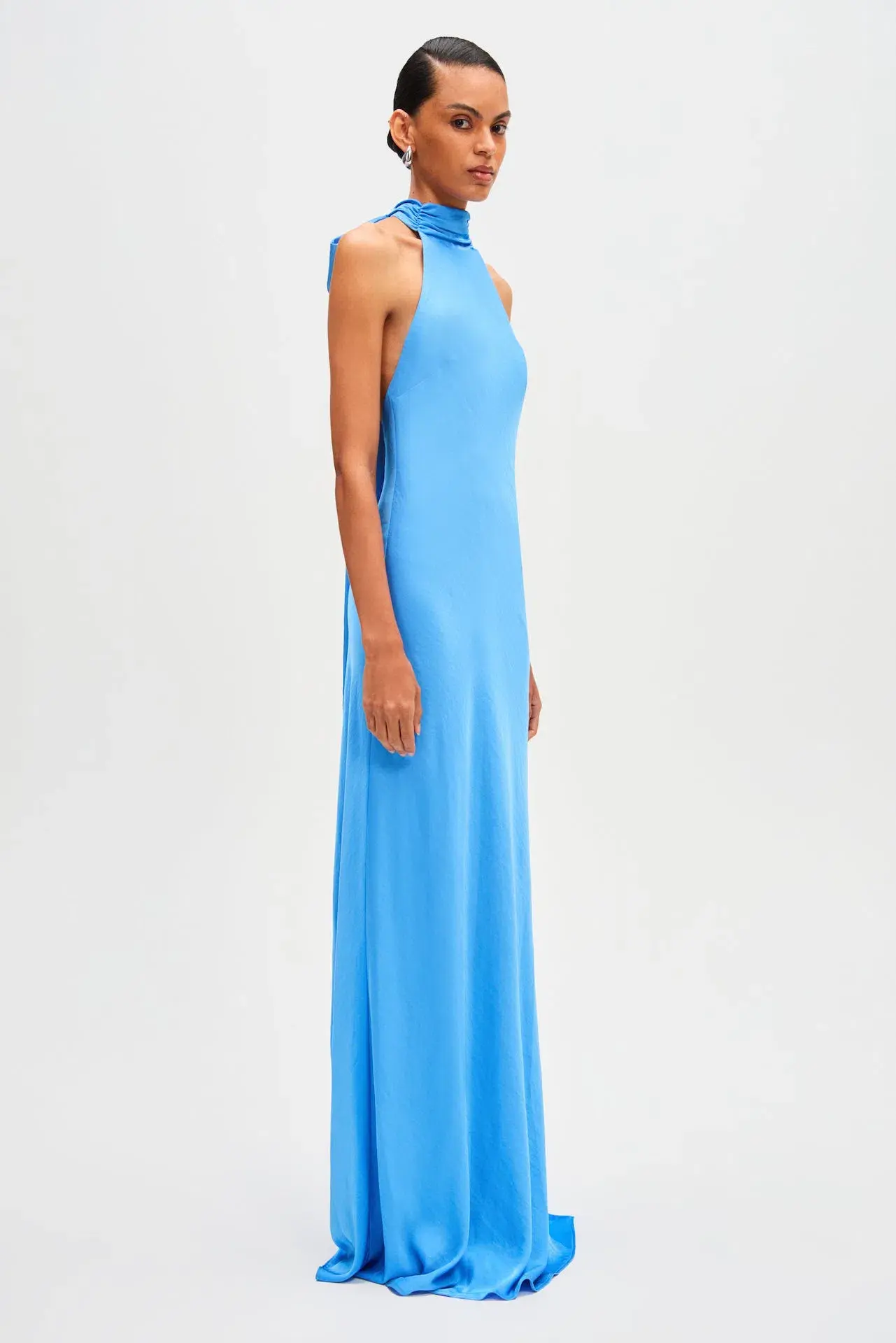 Misha The Evianna Satin Maxi Dress Lapis Blue Size 12 - Image 4
