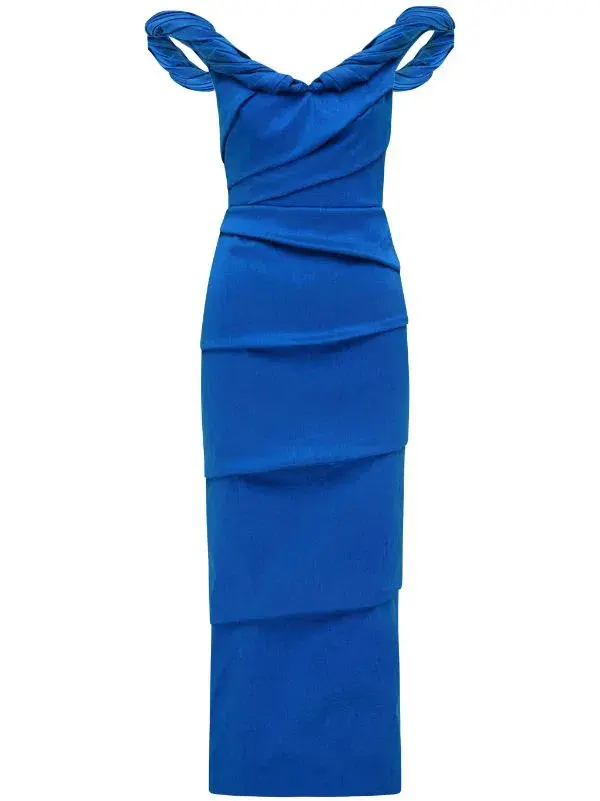 Rachel Gilbert Asha Midi Dress Electric Blue Size 10 - Image 1