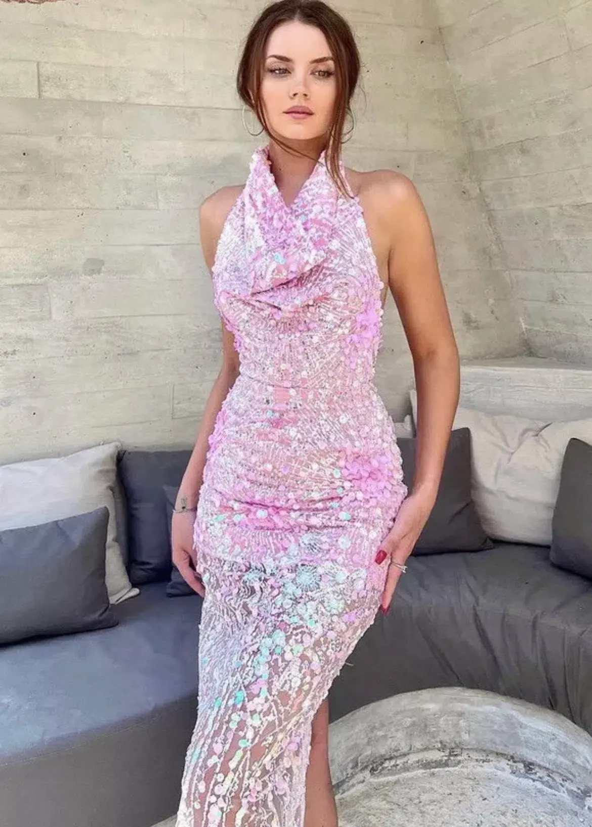 Eliya The Label Laura Sequin Dress Pink Size S / AU 8  - Image 2