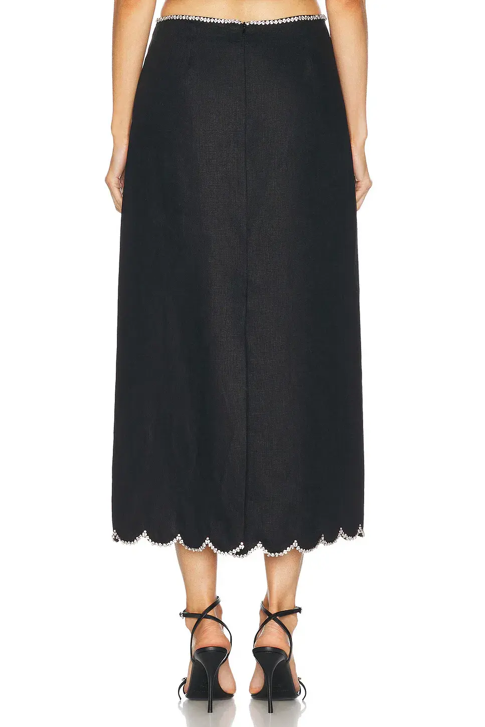 Zimmermann Crush Scalloped Top & Midi Skirt Set Black Size 0 / AU 8 - Image 3