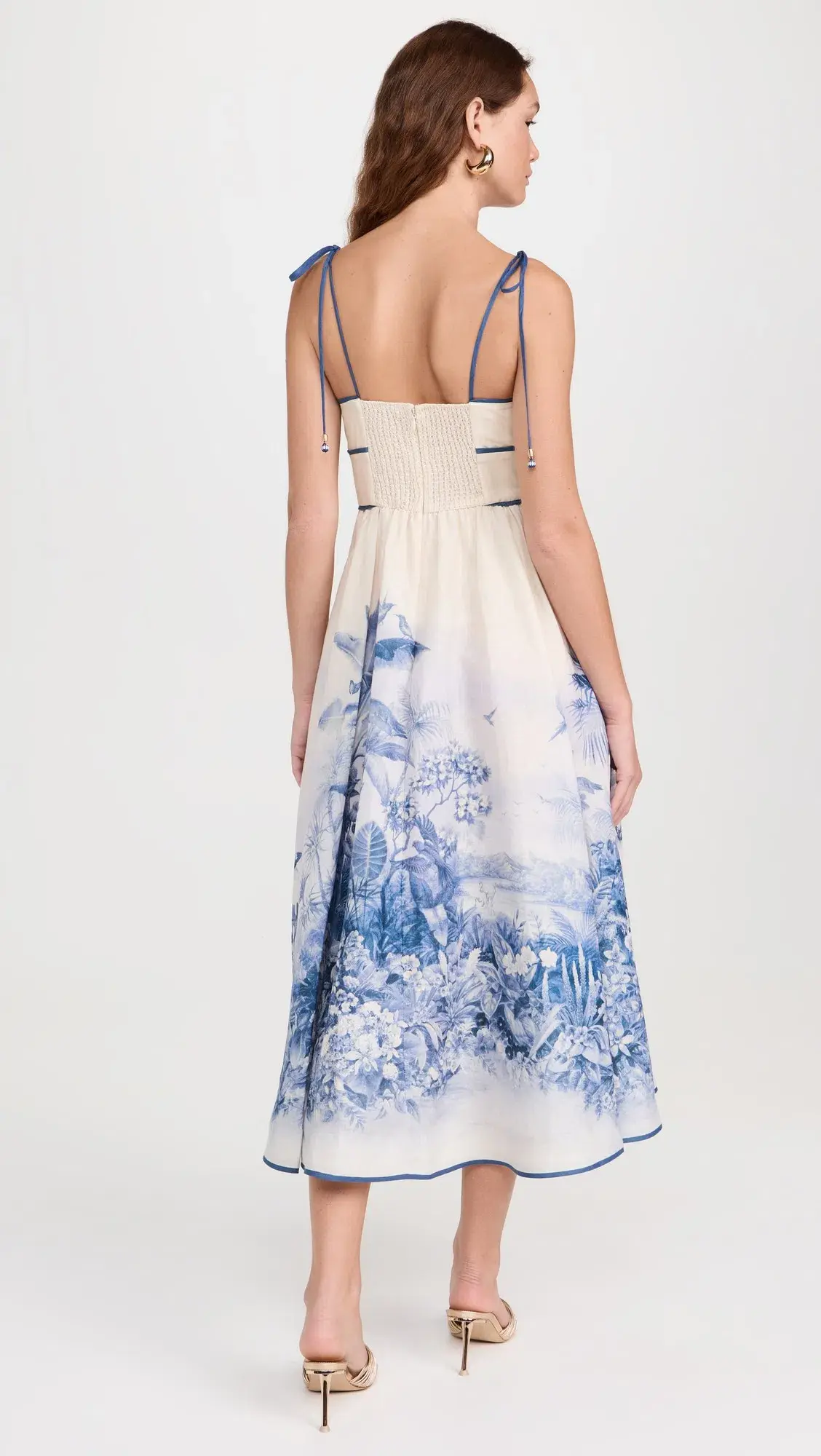 Zimmermann Wylie Picnic Midi Dress Blue Palm Size 0 / AU 8  - Image 2