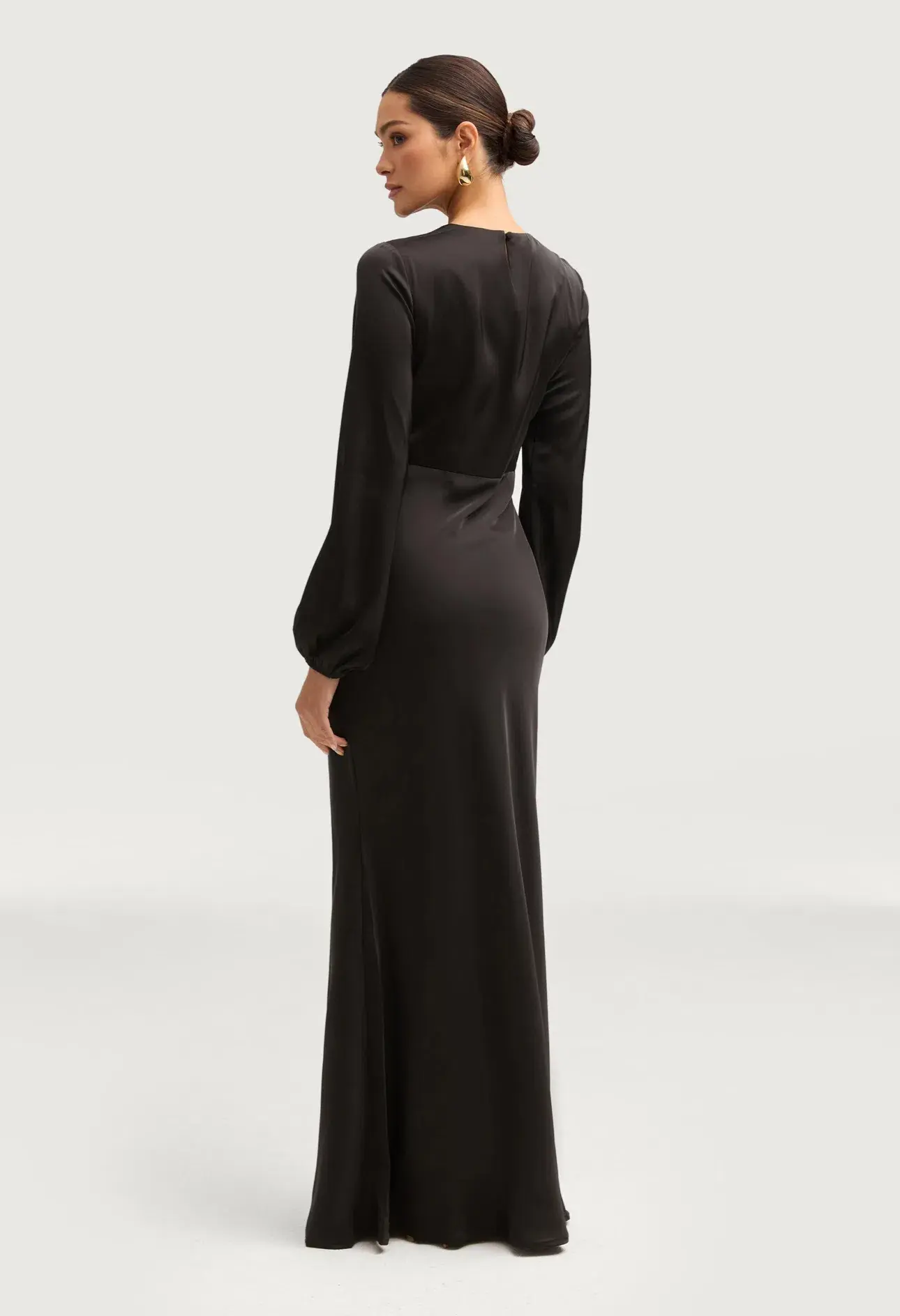 Veiled Kamila Satin Maxi Dress Black Size S / AU 8 - Image 2