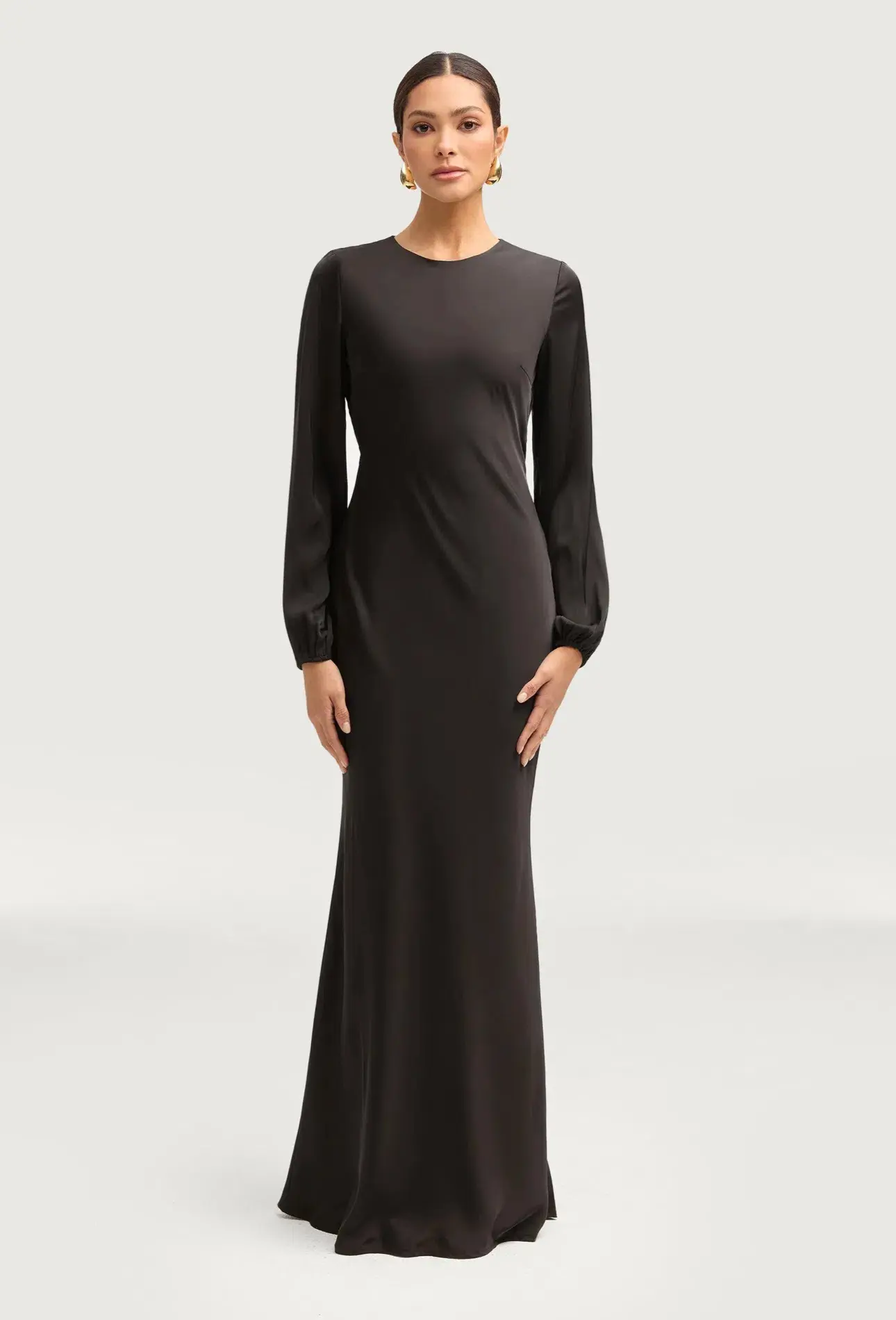 Veiled Kamila Satin Maxi Dress Black Size S / AU 8 - Image 1