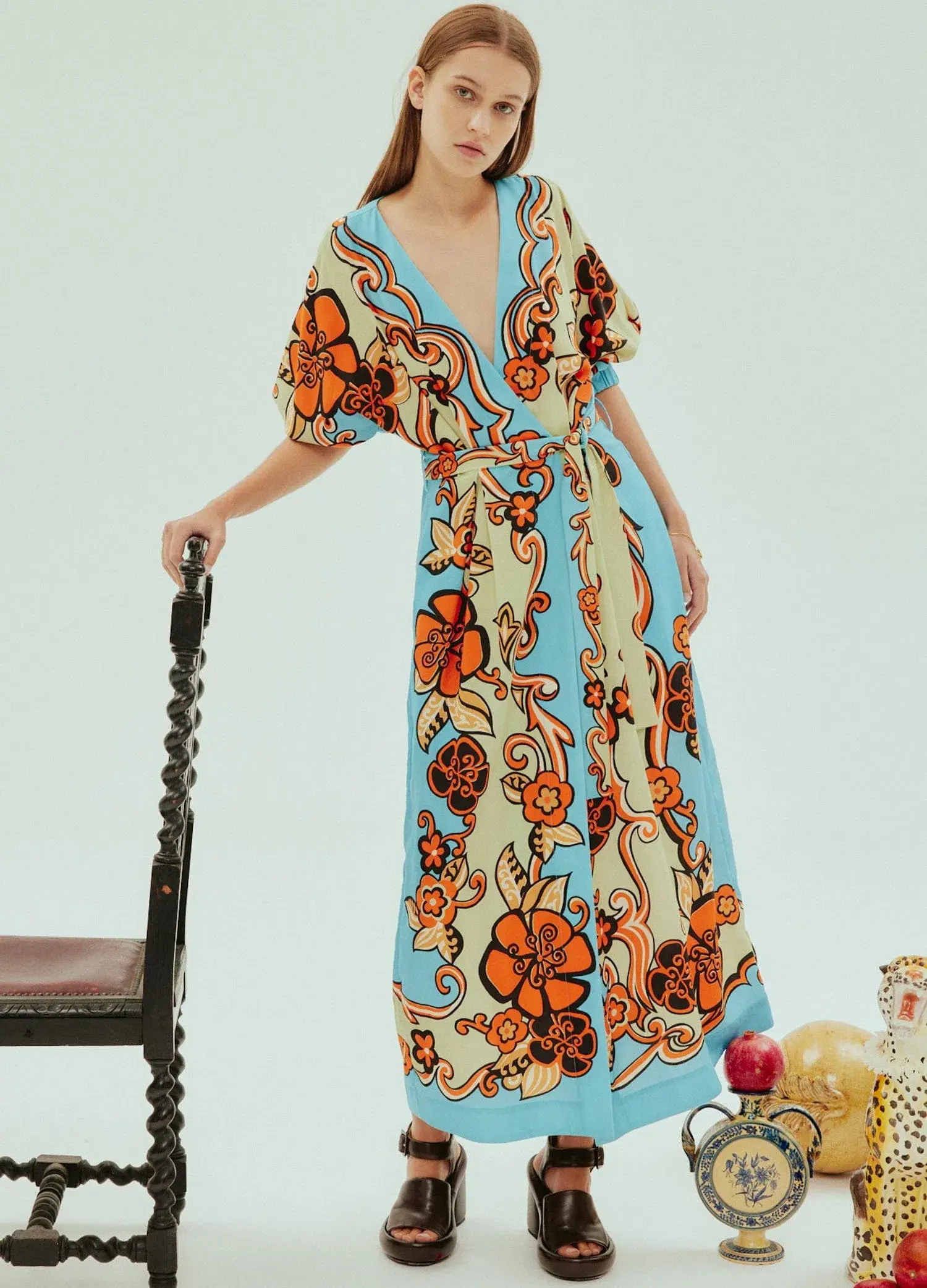Alémais Ondine Wrap Midi Dress Multi Size 16 - Image 1