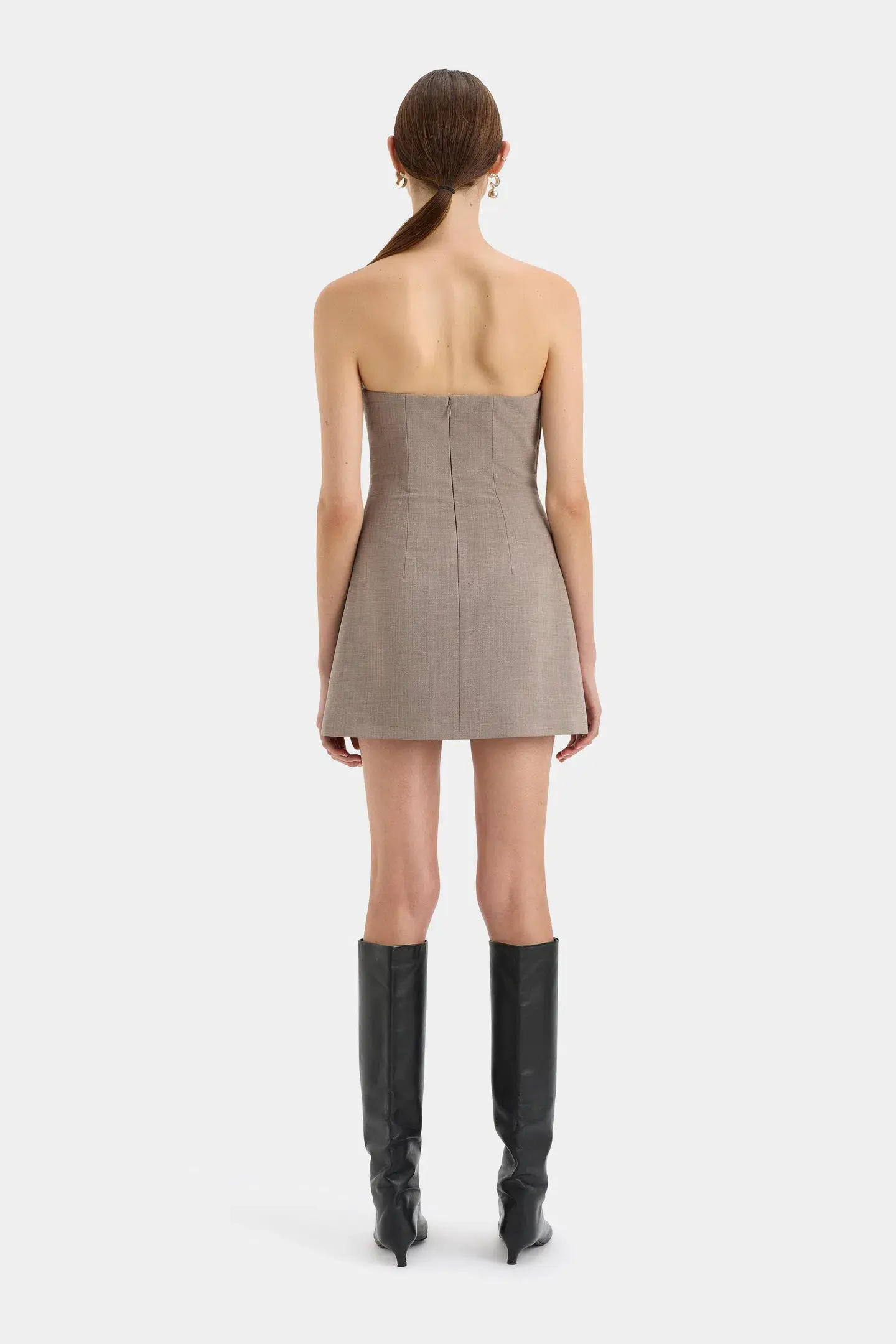 Sir the Label Leonardo Pleated Mini Dress in Taupe Grey Size 8  - Image 3