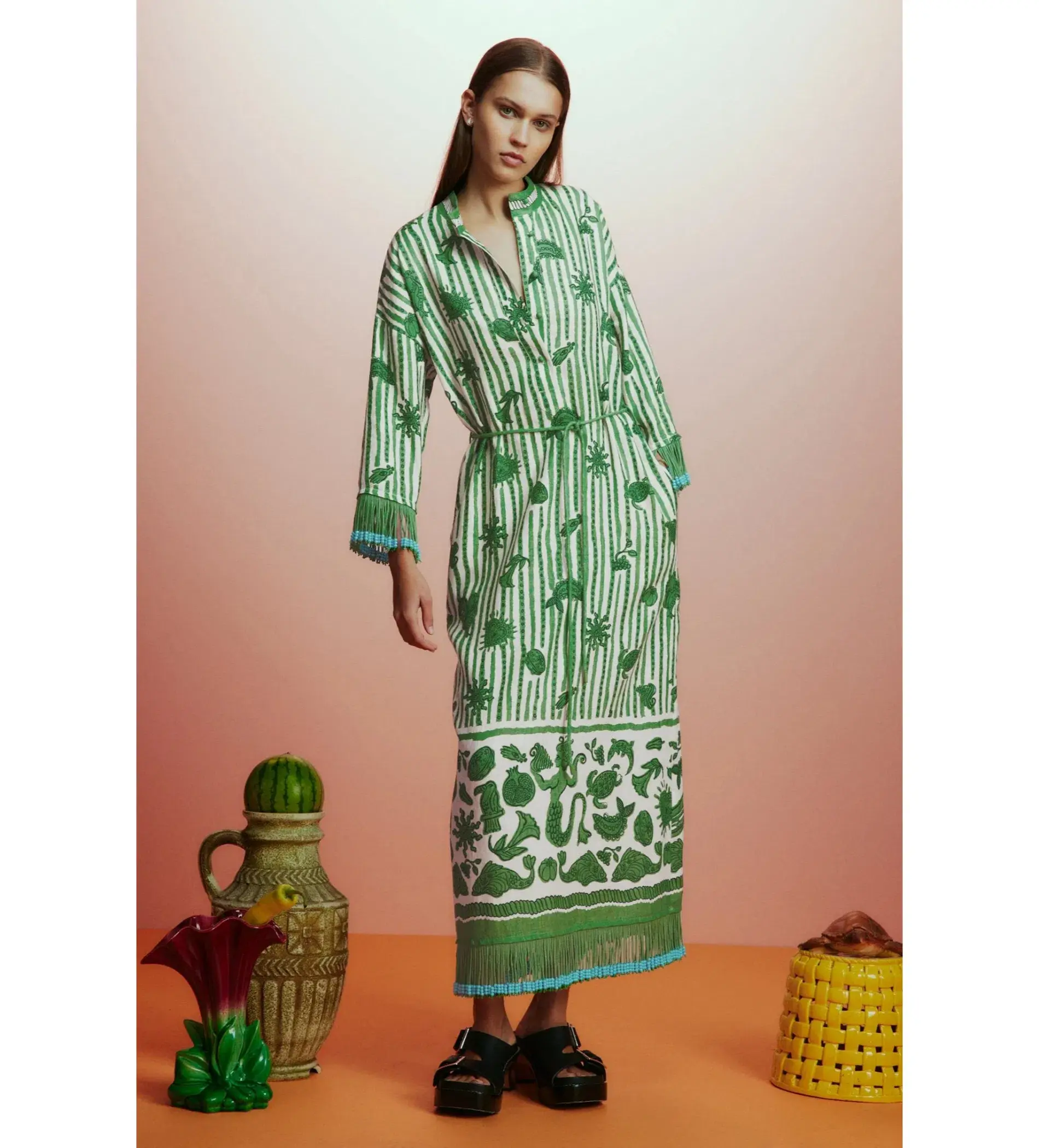 Alémais Lula Midi Dress Green Size AU 16 - Image 1
