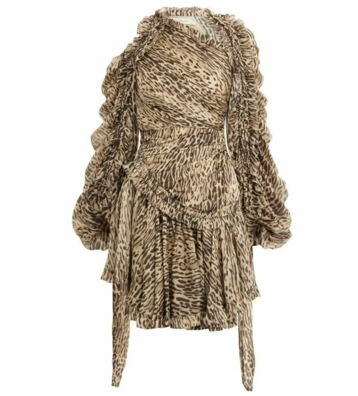 Zimmermann Espionage Drawn Mini Dress Leopard Print Size 0 / AU 8 - Image 5