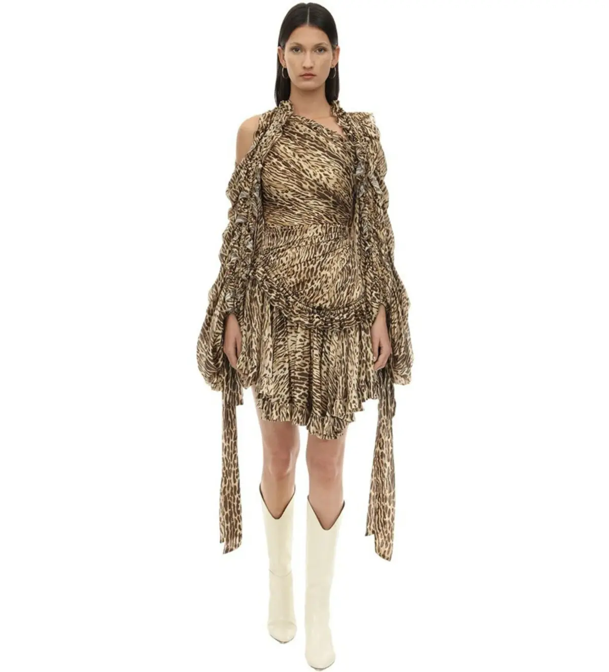 Zimmermann Espionage Drawn Mini Dress Leopard Print Size 0 / AU 8 - Image 1