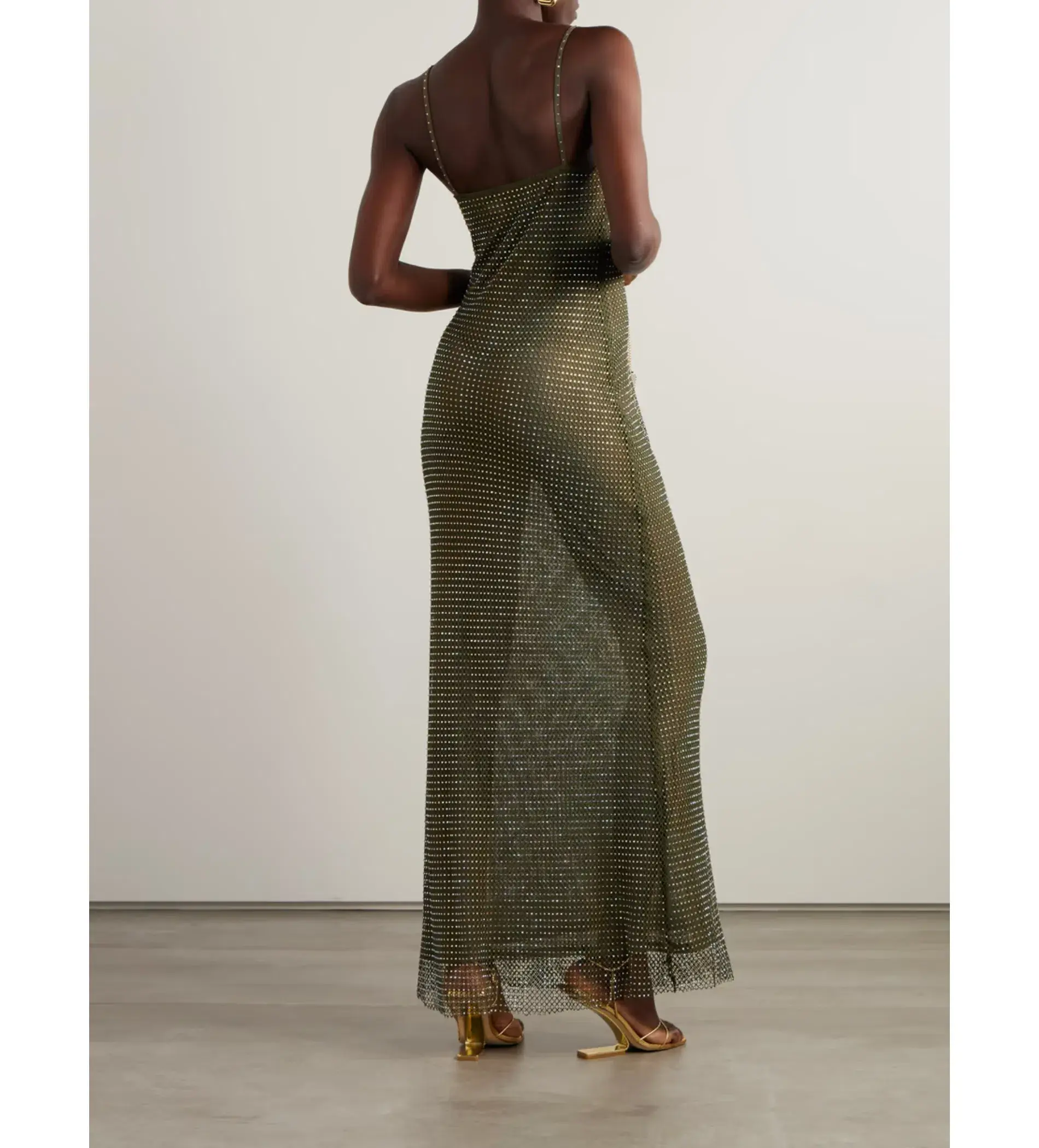 Self Portrait Crystal-embellished Fishnet Gown Green Size AU 8  - Image 2