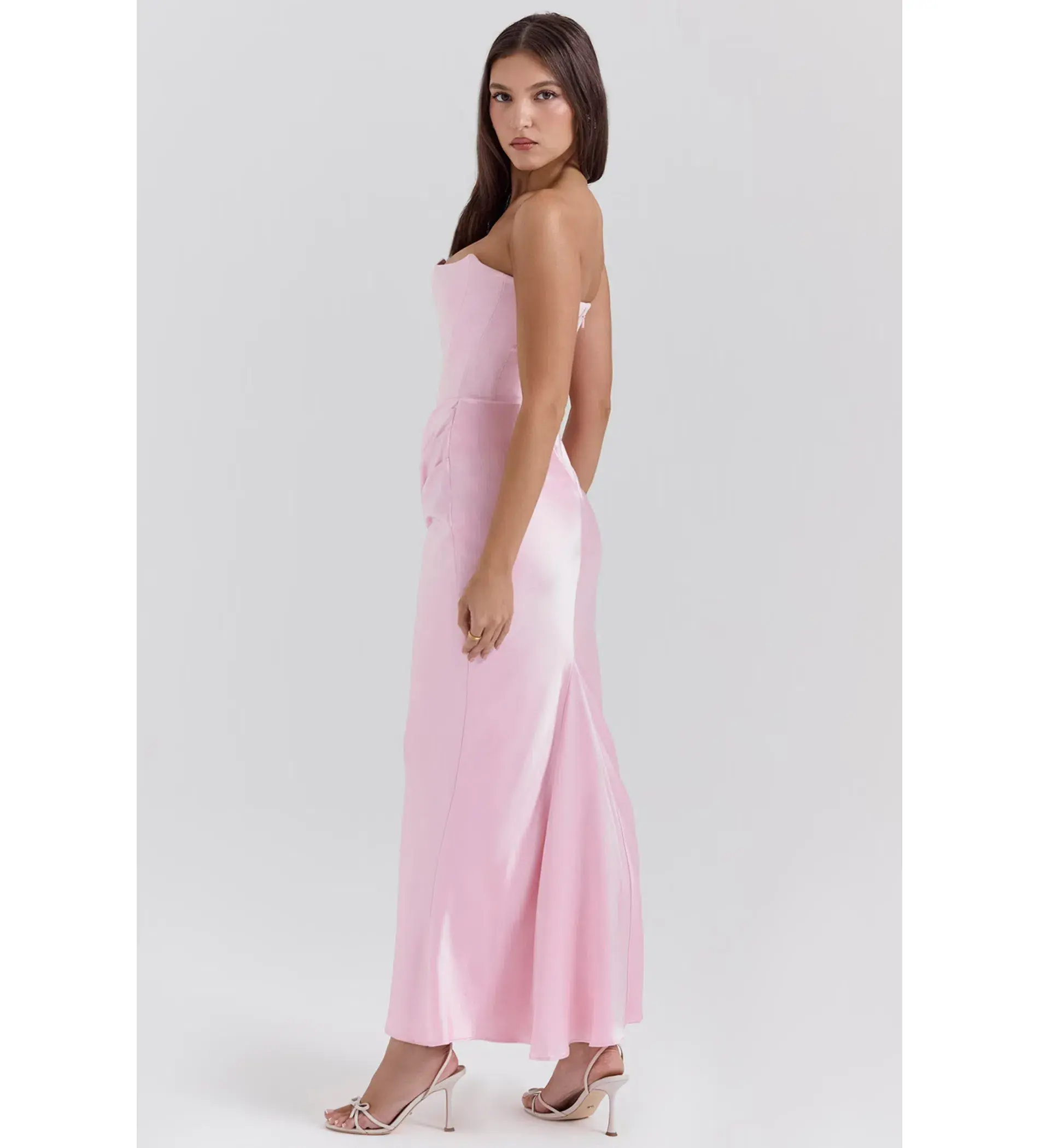 House of CB Persephone Strapless Corset Maxi Dress Rose Shadow Size AU 6 - Image 2