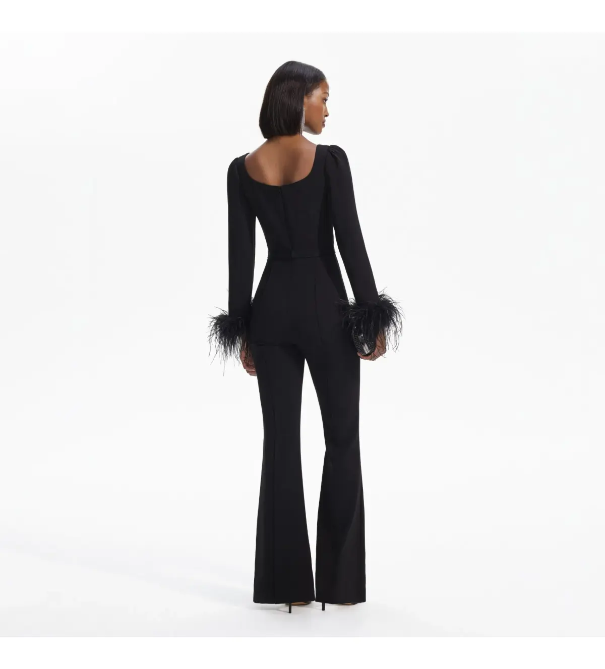 Self Portrait Crepe Feather Jumpsuit Black Size AU 8  - Image 3