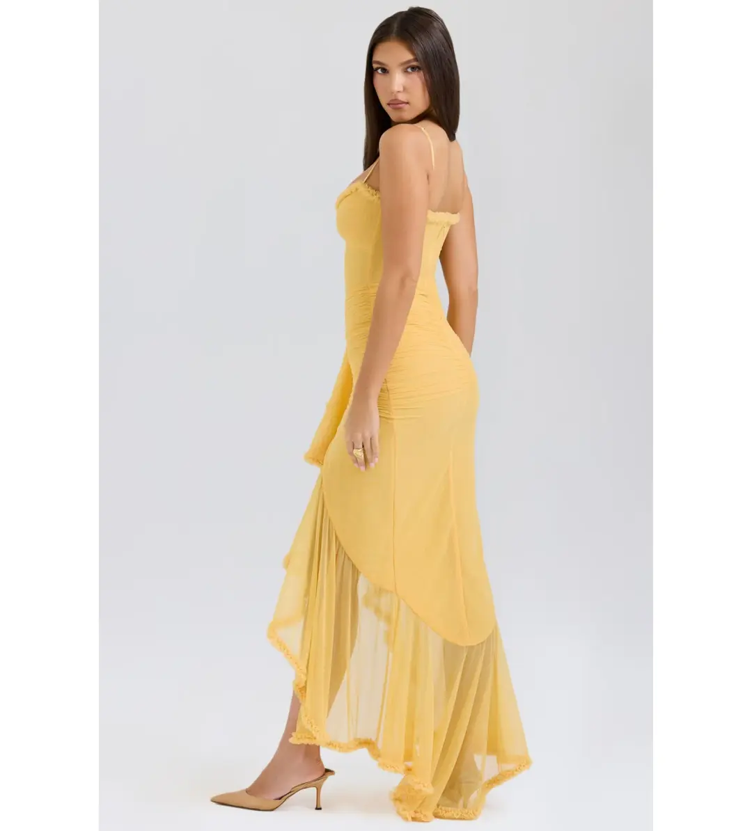 House of CB Gabbi Ruffled Front Gown Apricot Size XS / AU 6 for rent on The Volte - main image