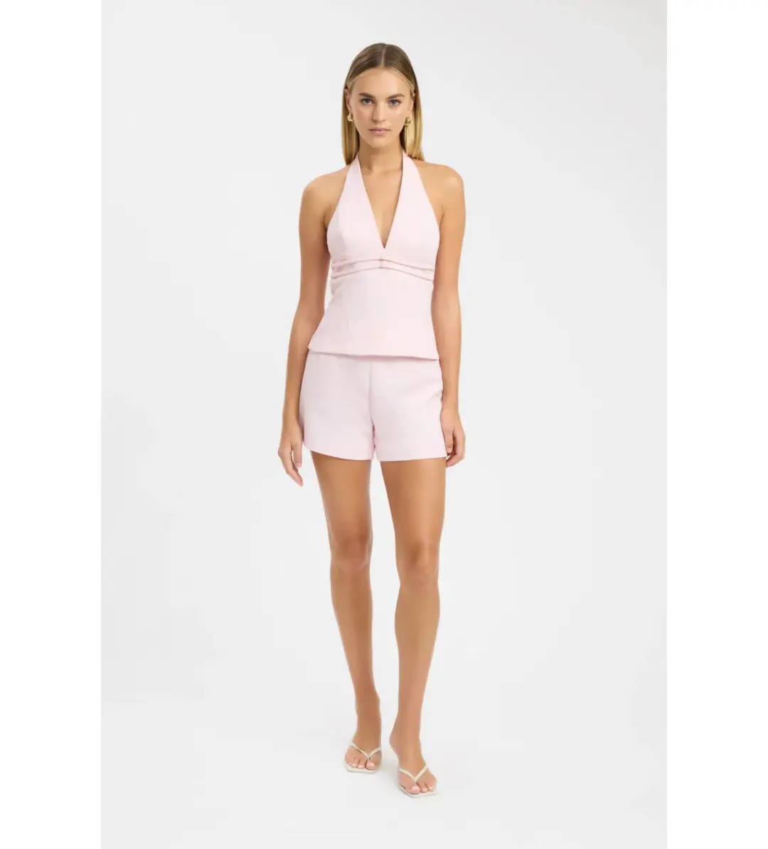 Kookai Ariel Double Belt Halter Top And Maria Maxi Skirt Set in Heavenly Pink Size AU 10 for rent on The Volte - main image