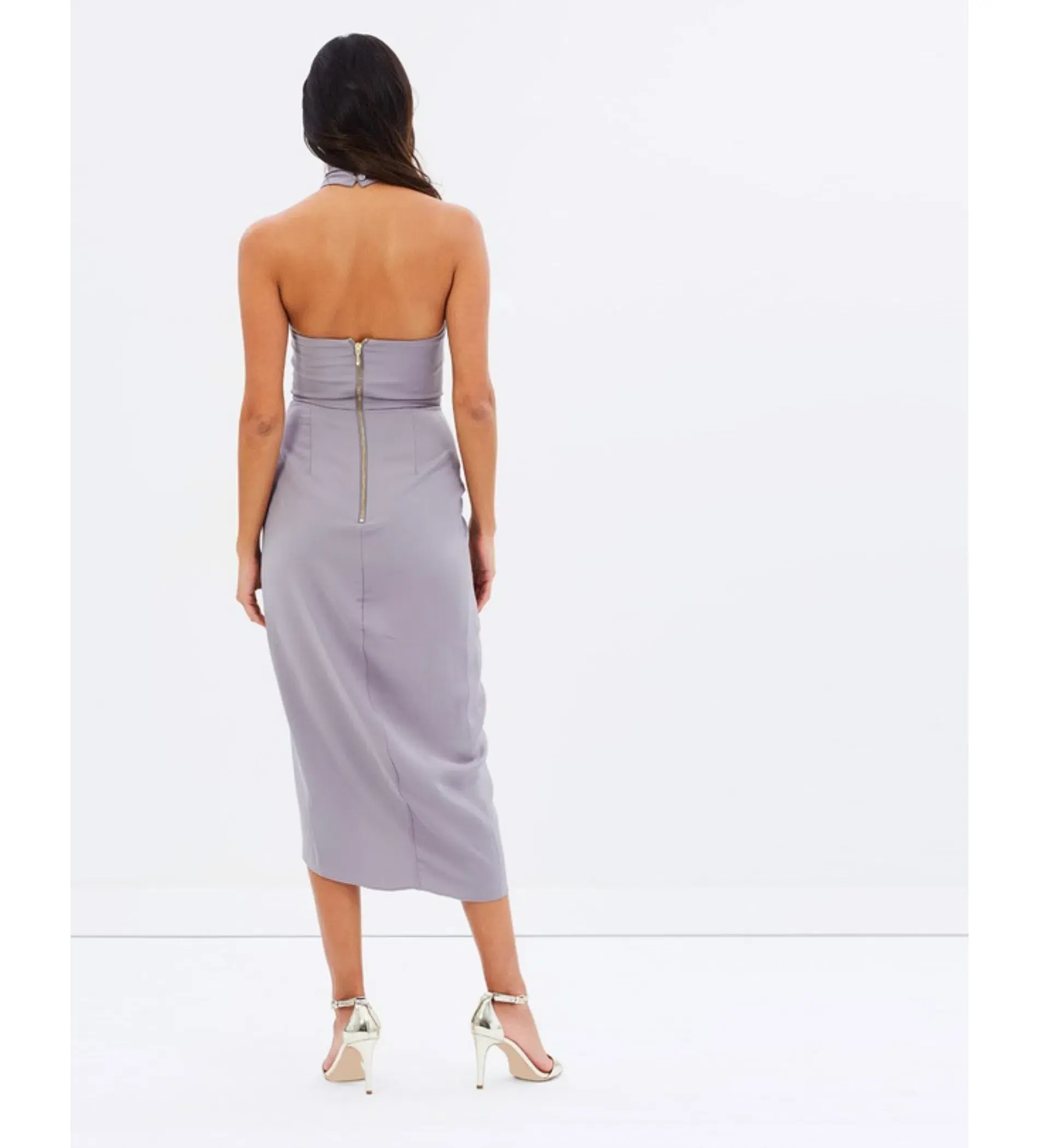 Shona Joy Core Knot Draped Dress Grey Size AU 16 - Image 3