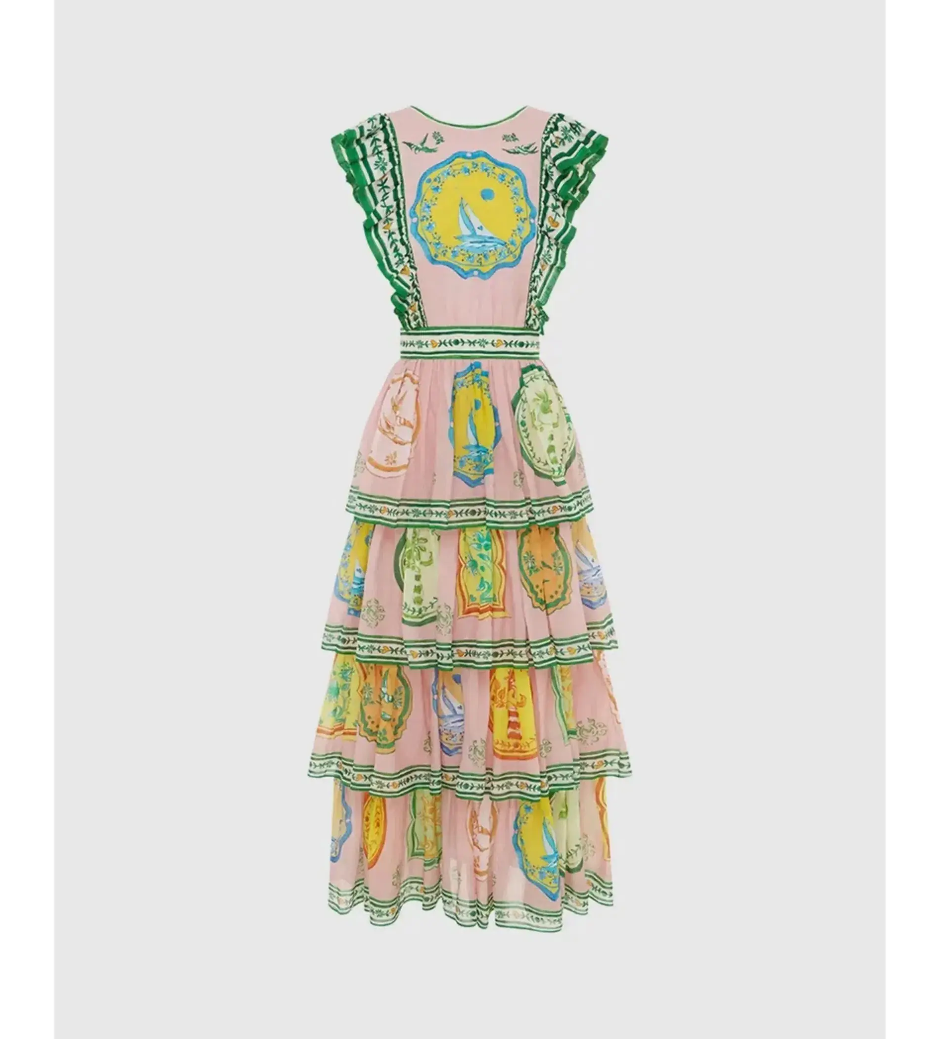 Alemais Porcelain Frill Midi Dress in Pink Size AU 12 - Image 3