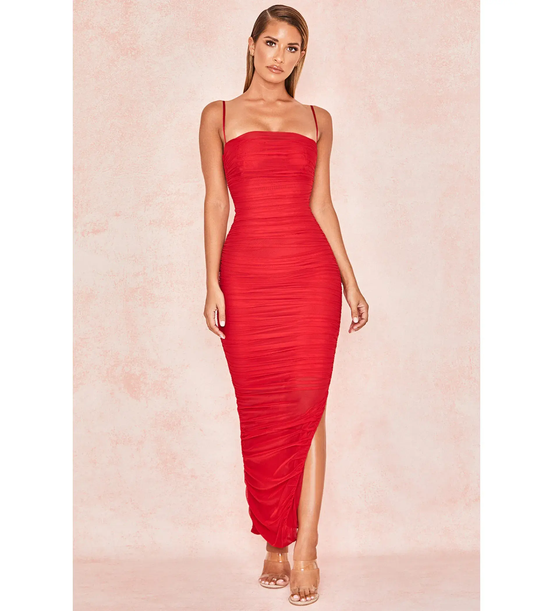 House of CB Fornarin Organza Mesh Maxi Dress Red Size AU 14 - Image 1