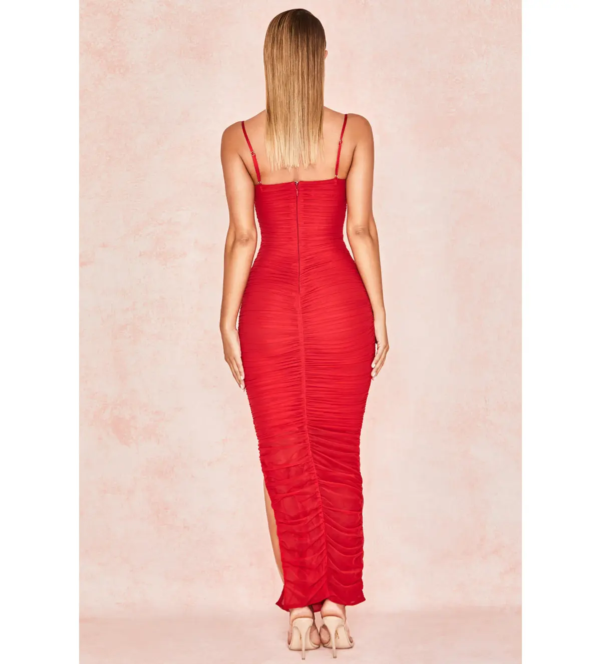 House of CB Fornarin Organza Mesh Maxi Dress Red Size AU 14 - Image 3