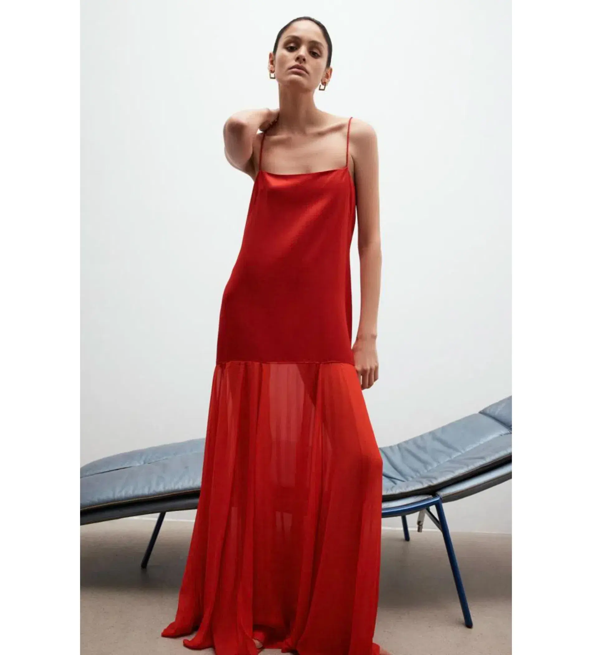 Shona Joy Moraya Dropped Waist Dress Chilli Red Size AU 10 - Image 4