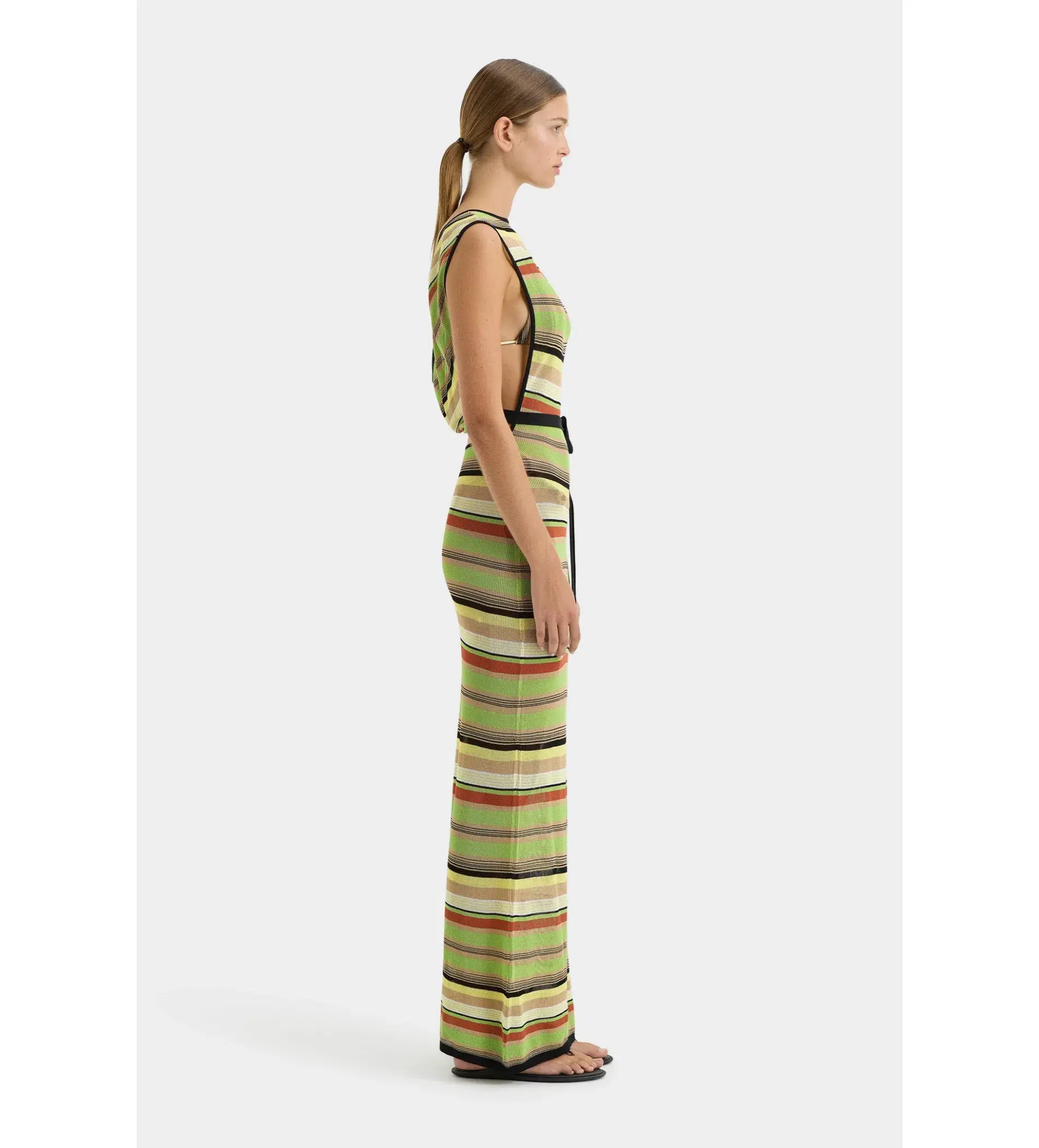 Sir the Label Coastline Tie Dress in Palm Stripe Size AU 6 - Image 3