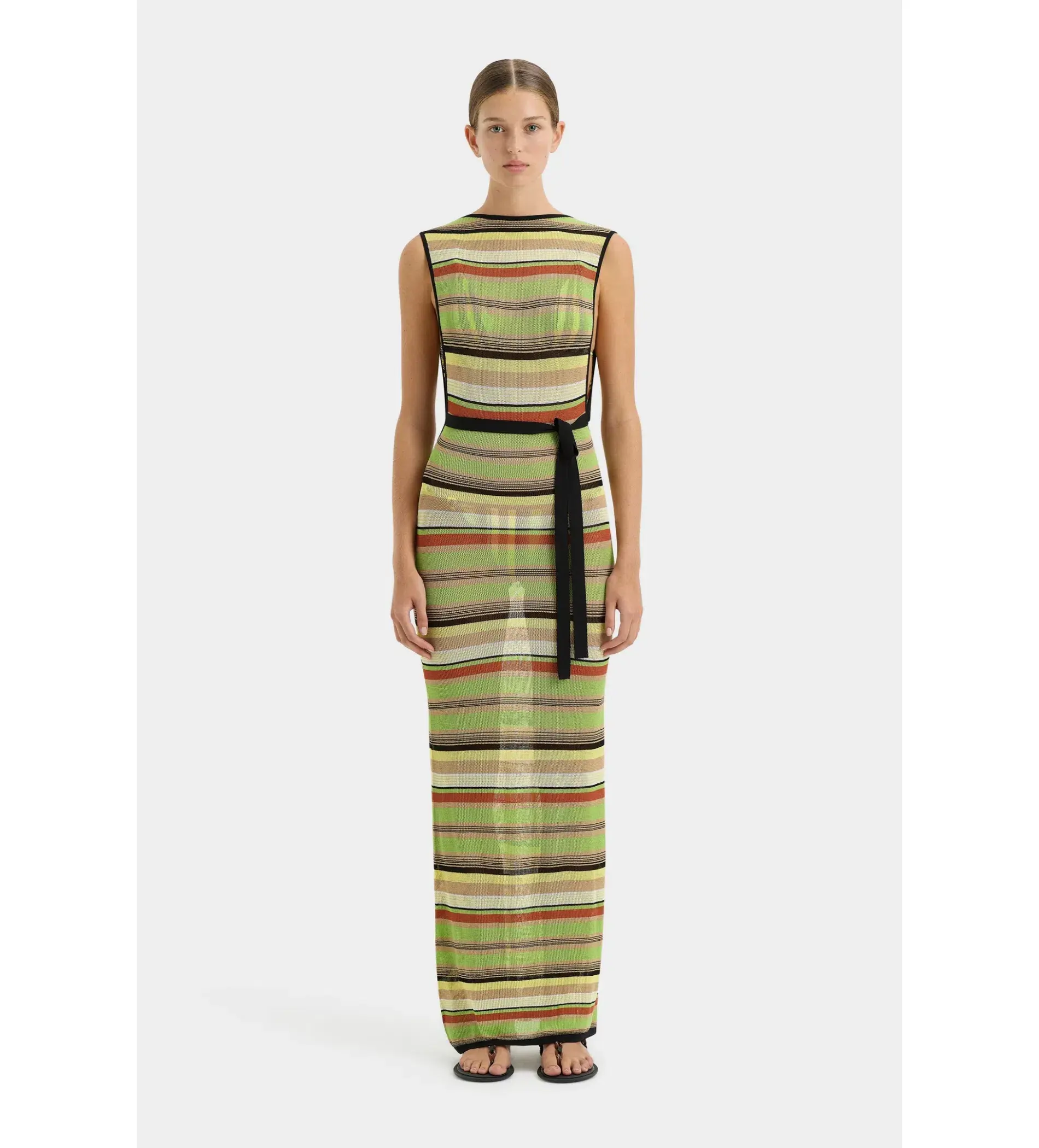 Sir the Label Coastline Tie Dress in Palm Stripe Size AU 8 - Image 1