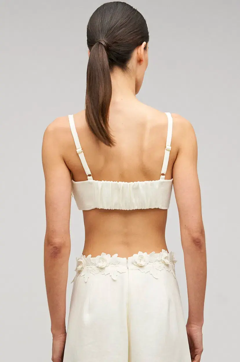 Oroton Rosebud Lace Bralet and Midi Skirt Set Soft Cream Size 8 - Image 4