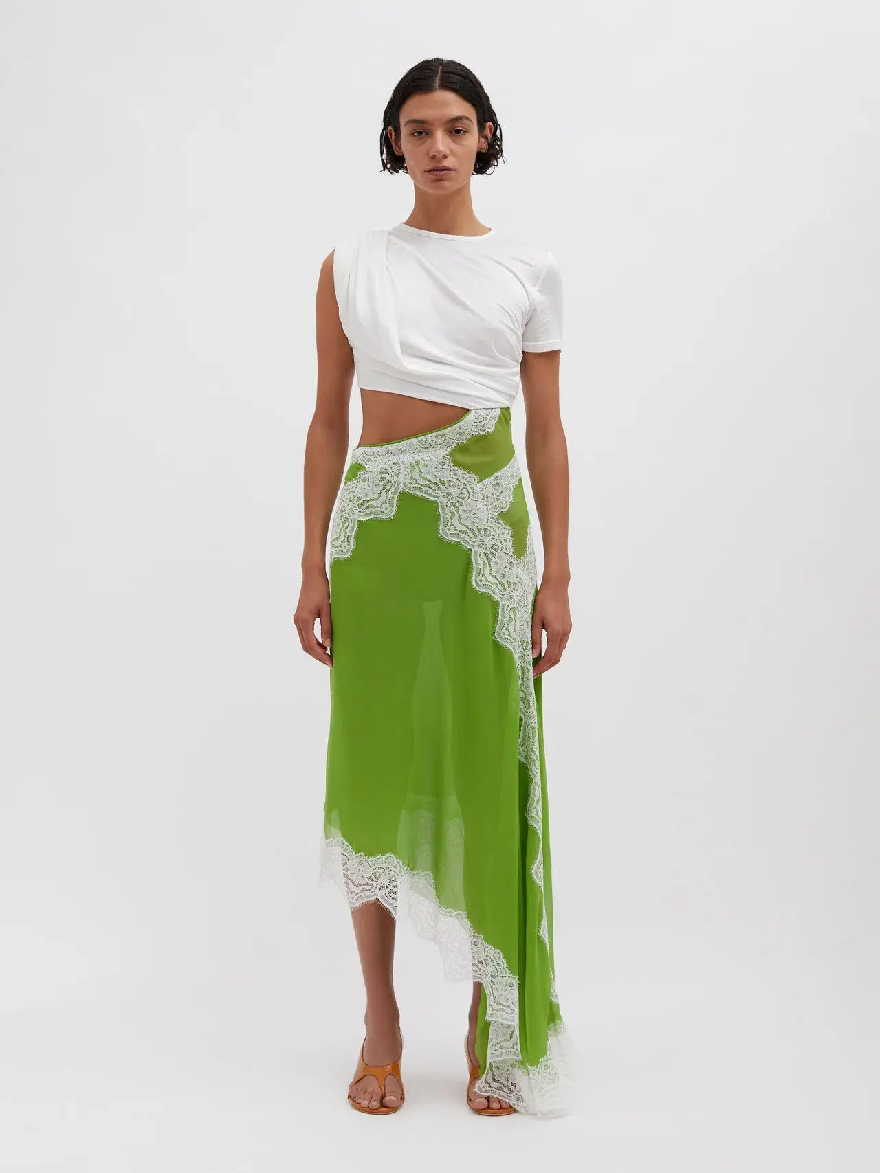 Christopher Esber Verve Twisted Tee Dress Verde White Size 8 - Image 1