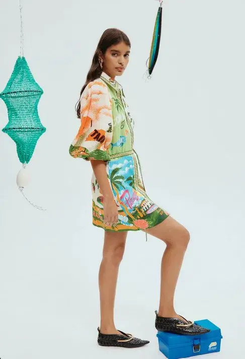 Alémais Paradiso Mini Dress Print Size 14 - Image 4