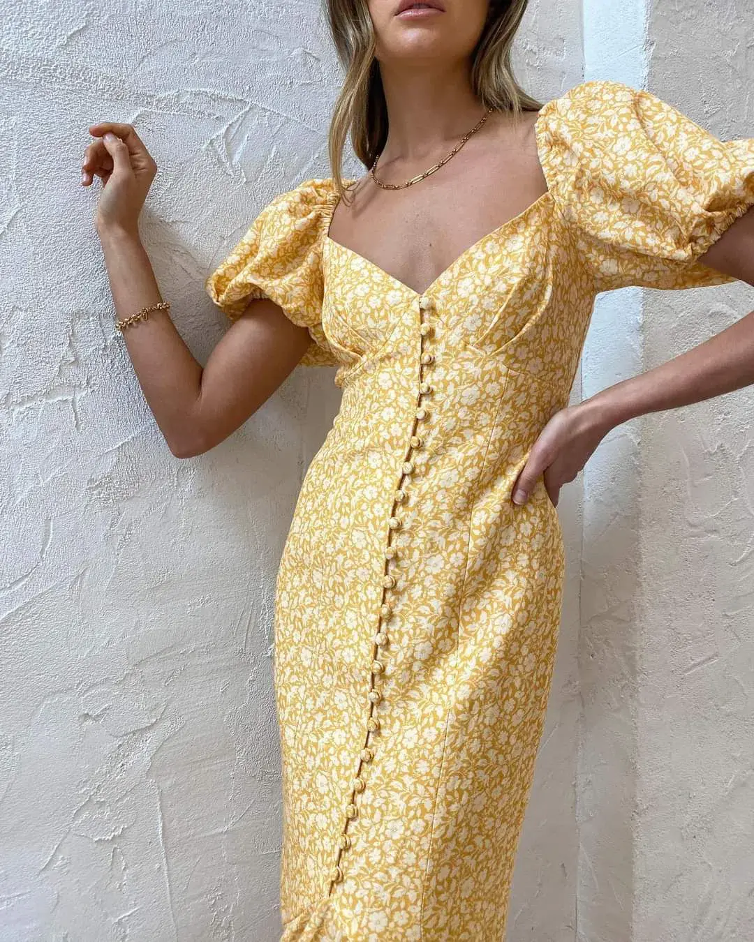 Significant Other Jacinta Midi Dress Champagne Pansy Size AU 10 - Image 5